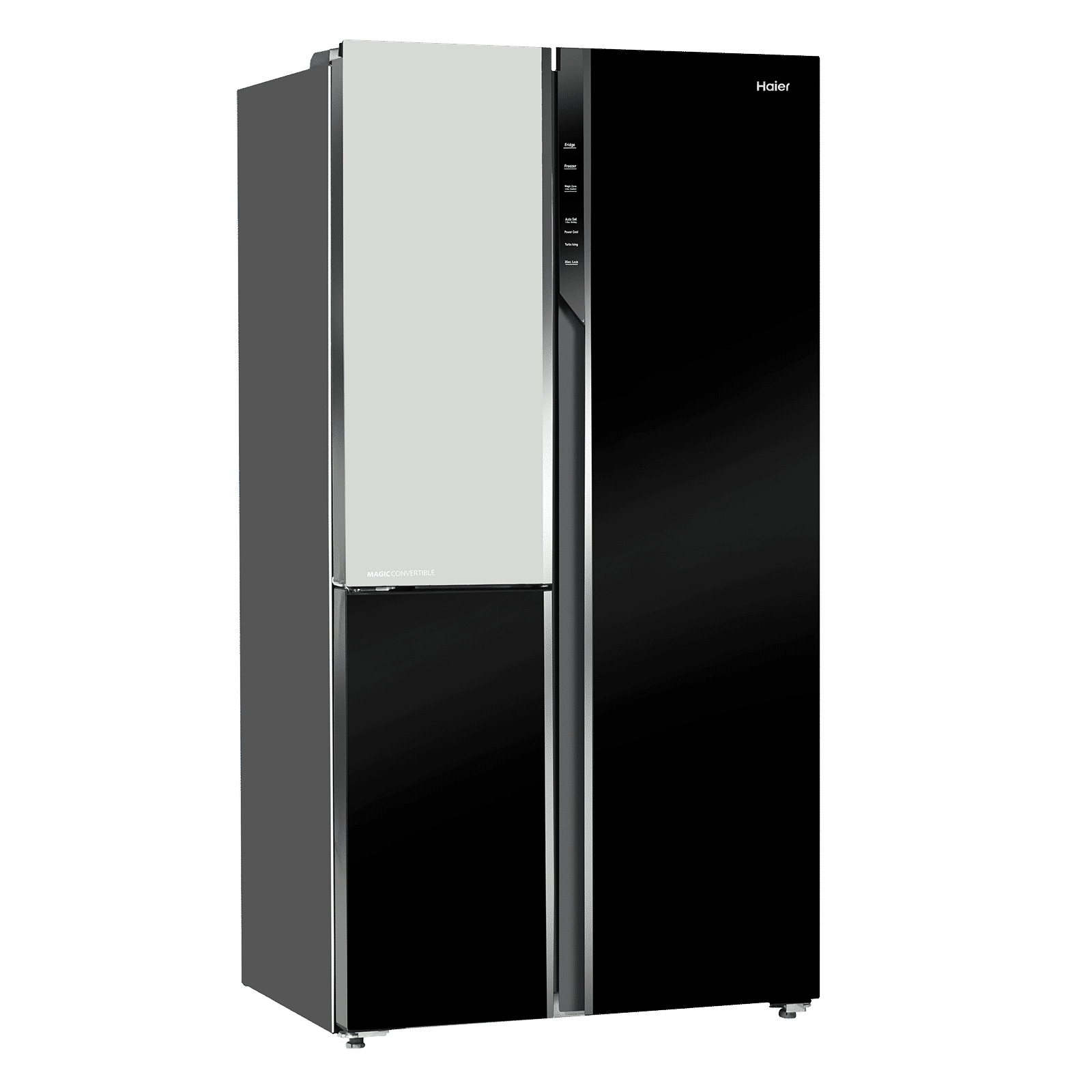 Haier Vogue Series 598 Litres 3 Star Frost Free Side by Side Door Smart Wifi Enabled Convertible Refrigerator with Deo Fresh Technology (HRT-683KWGU1, Black White Glass)_3