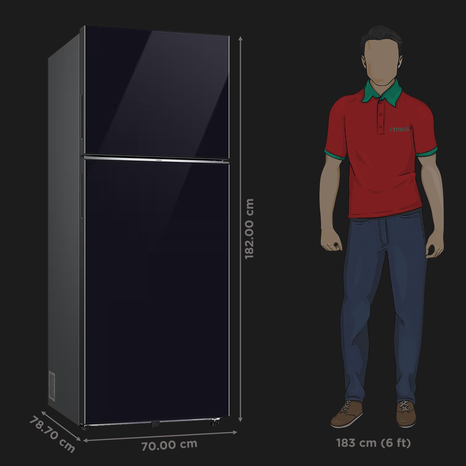 SAMSUNG 467 Litres 3 Star Frost Free Double Door Smart Wifi Enabled Refrigerator with Twin Cooling Plus Technology (RT80F51C3BHL, Black Glass)_2