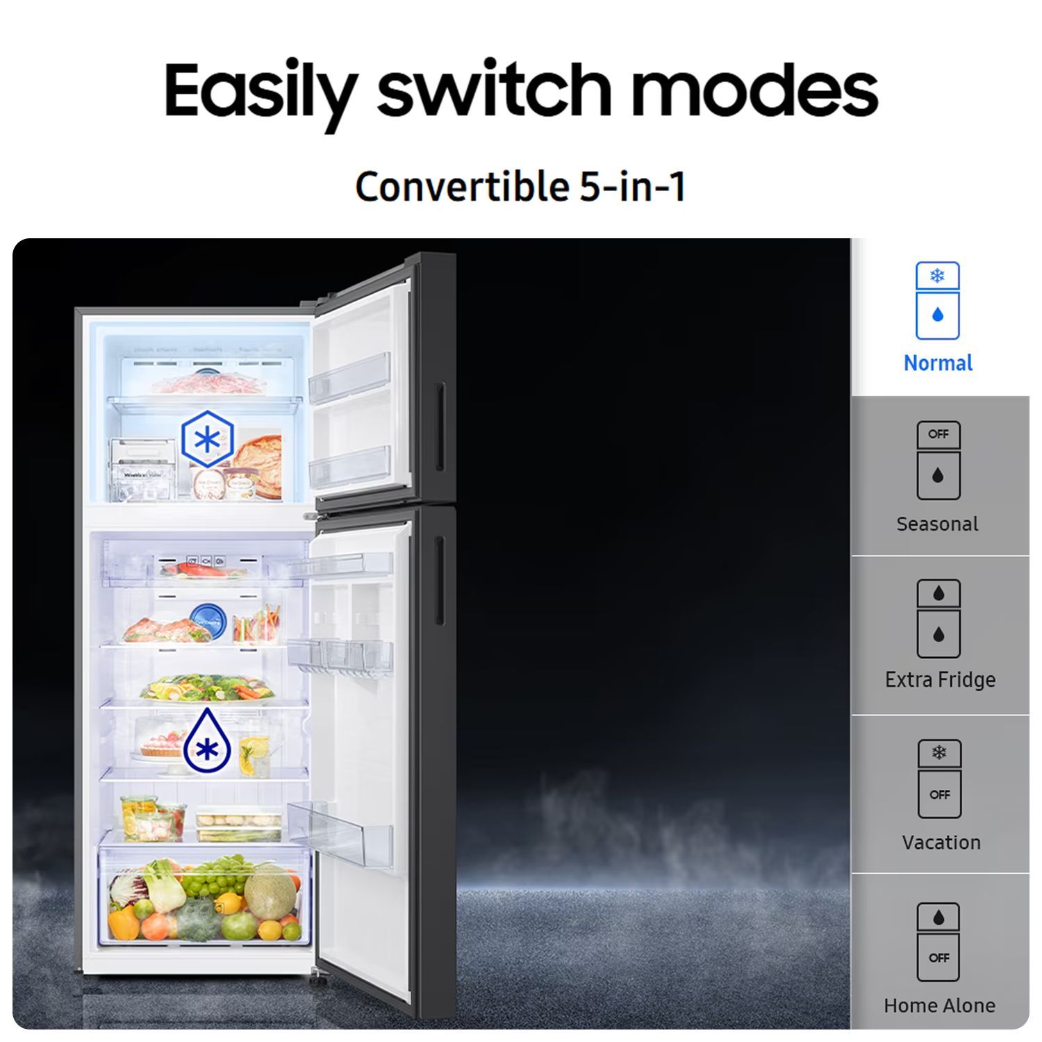 SAMSUNG 467 Litres 3 Star Frost Free Double Door Smart Wifi Enabled Refrigerator with Bespoke AI (RT80F51C3KHL, Luxe Black)_14
