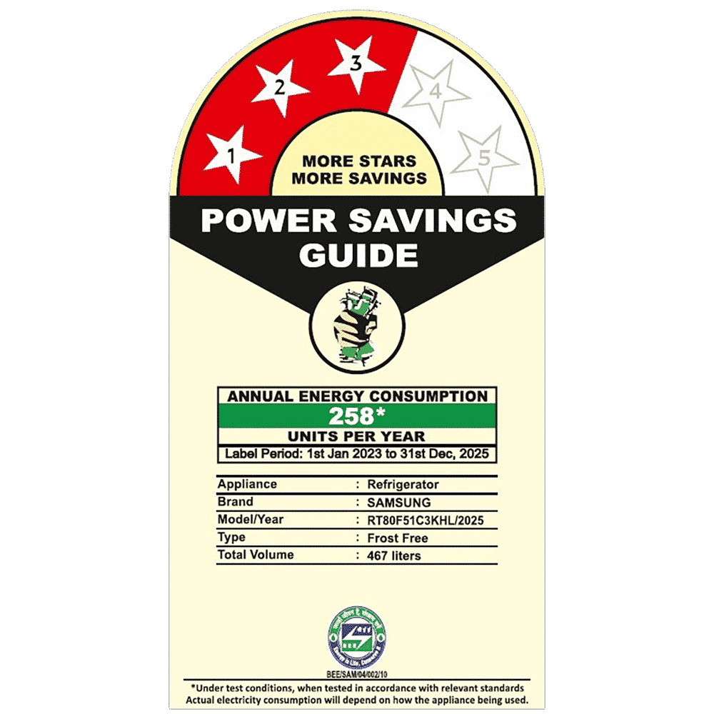 SAMSUNG 467 Litres 3 Star Frost Free Double Door Smart Wifi Enabled Refrigerator with Bespoke AI (RT80F51C3KHL, Luxe Black)_8