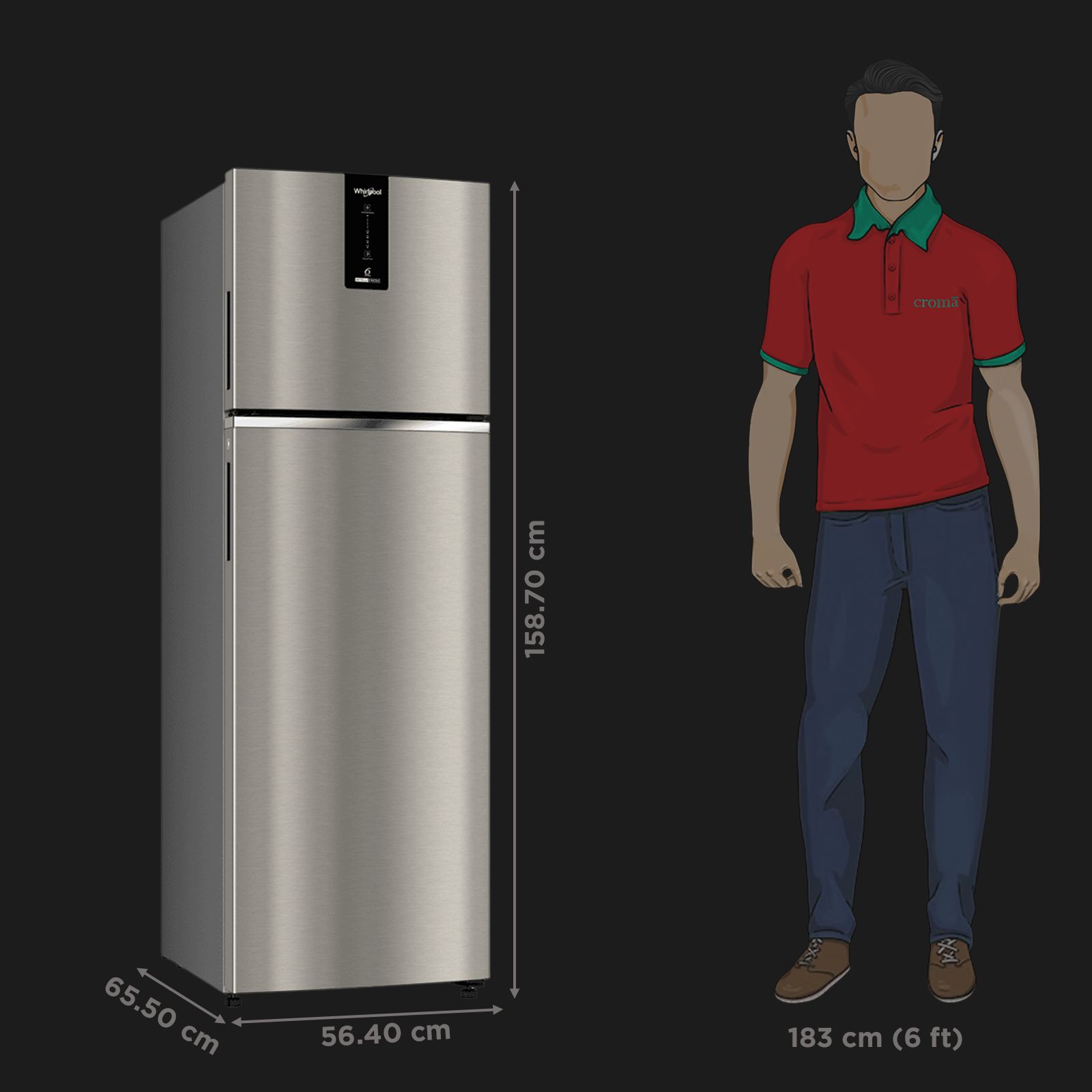 Whirlpool Intellifresh 235 Litres 3 Star Frost Free Double Door Convertible Refrigerator with 6th Sense Technology (22139, Grey)_2