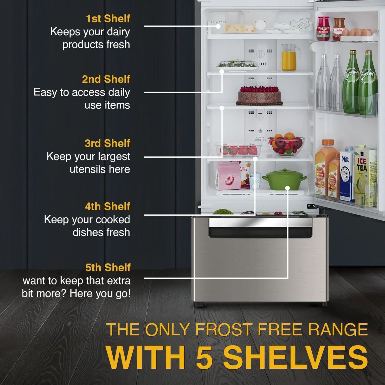 Whirlpool Protton 215 Litres Frost Free Triple Door Refrigerator with Zeolite Technology (22164, Radiant Steel) Whirlpool Protton 215 Litres Frost Free Triple Door Refrigerator with Zeolite Technology (22164, Radiant Steel)_7