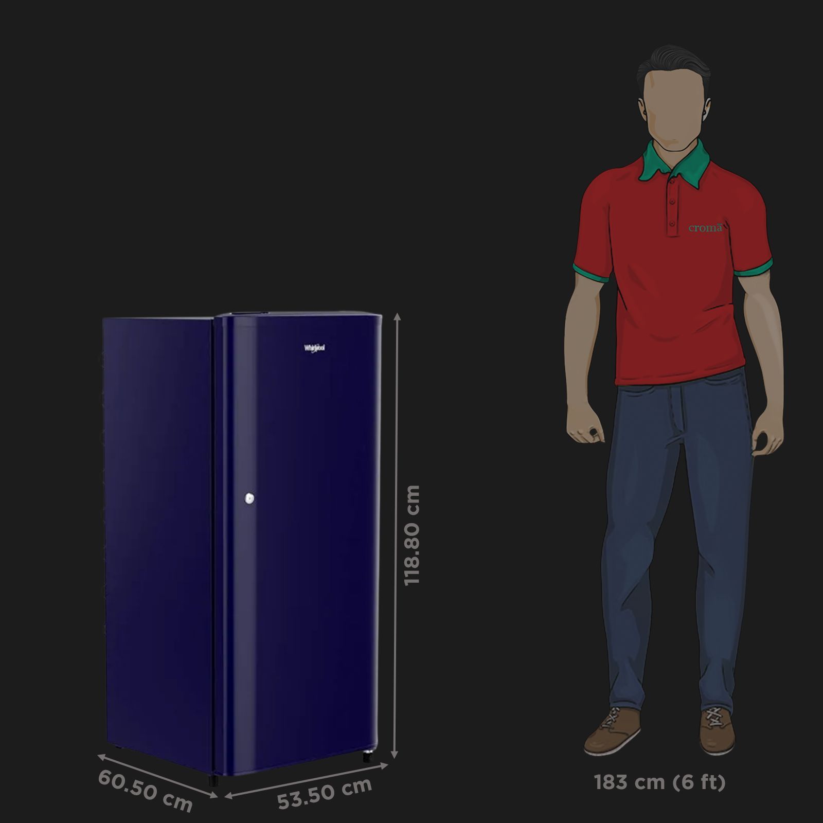 Whirlpool WDE 184 Litres 3 Star Direct Cool Single Door Refrigerator with Antibacterial Gasket (72684, Sapphire Blue)_2