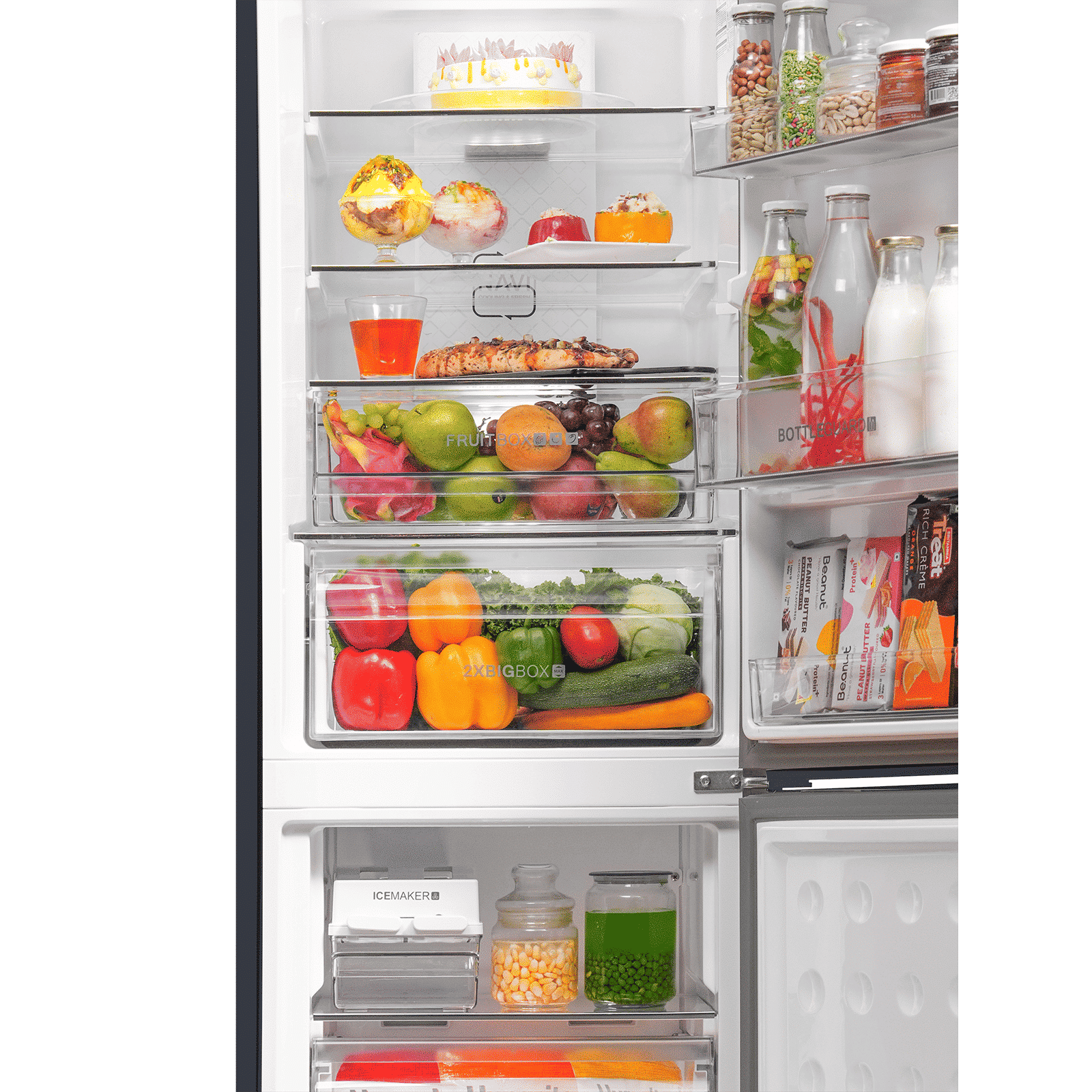 Haier 265 Litres 2 Star Frost Free Double Door Bottom Mount Convertible Refrigerator with Turbo Icing Technology (HRB-3152IBGK-P, Graphite Black)_8