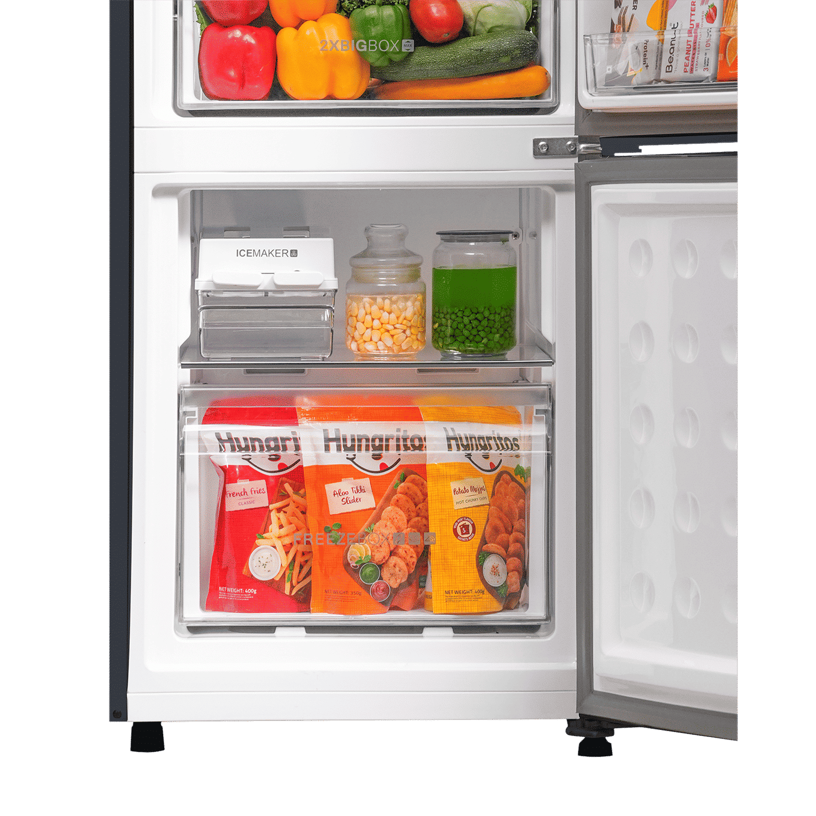 Haier 265 Litres 2 Star Frost Free Double Door Bottom Mount Convertible Refrigerator with Turbo Icing Technology (HRB-3152IBGK-P, Graphite Black)_9