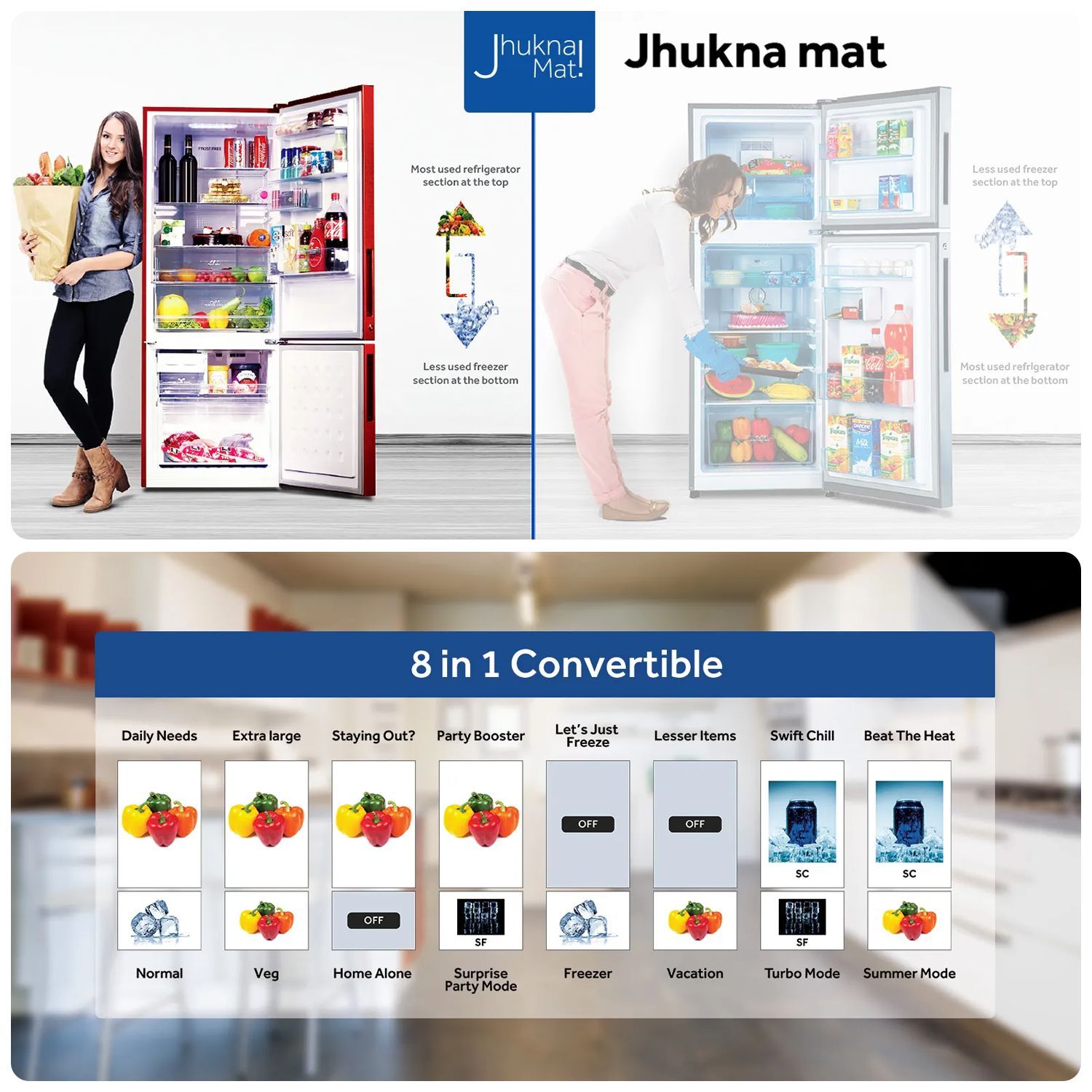 Haier 265 Litres 2 Star Frost Free Double Door Bottom Mount Convertible Refrigerator with Turbo Icing Technology (HRB-3152IBGK-P, Graphite Black)_12