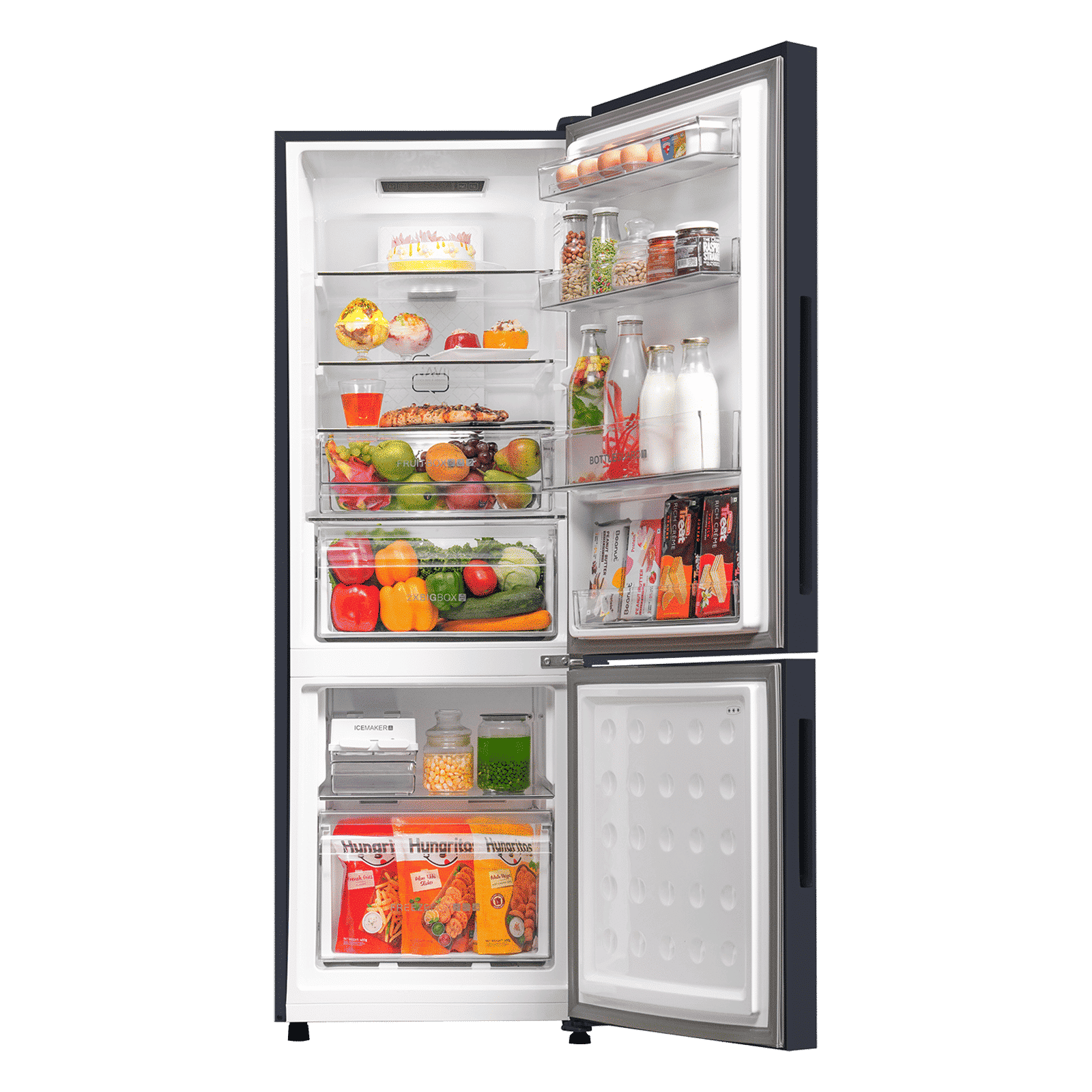 Haier 265 Litres 2 Star Frost Free Double Door Bottom Mount Convertible Refrigerator with Turbo Icing Technology (HRB-3152IBGK-P, Graphite Black)_4