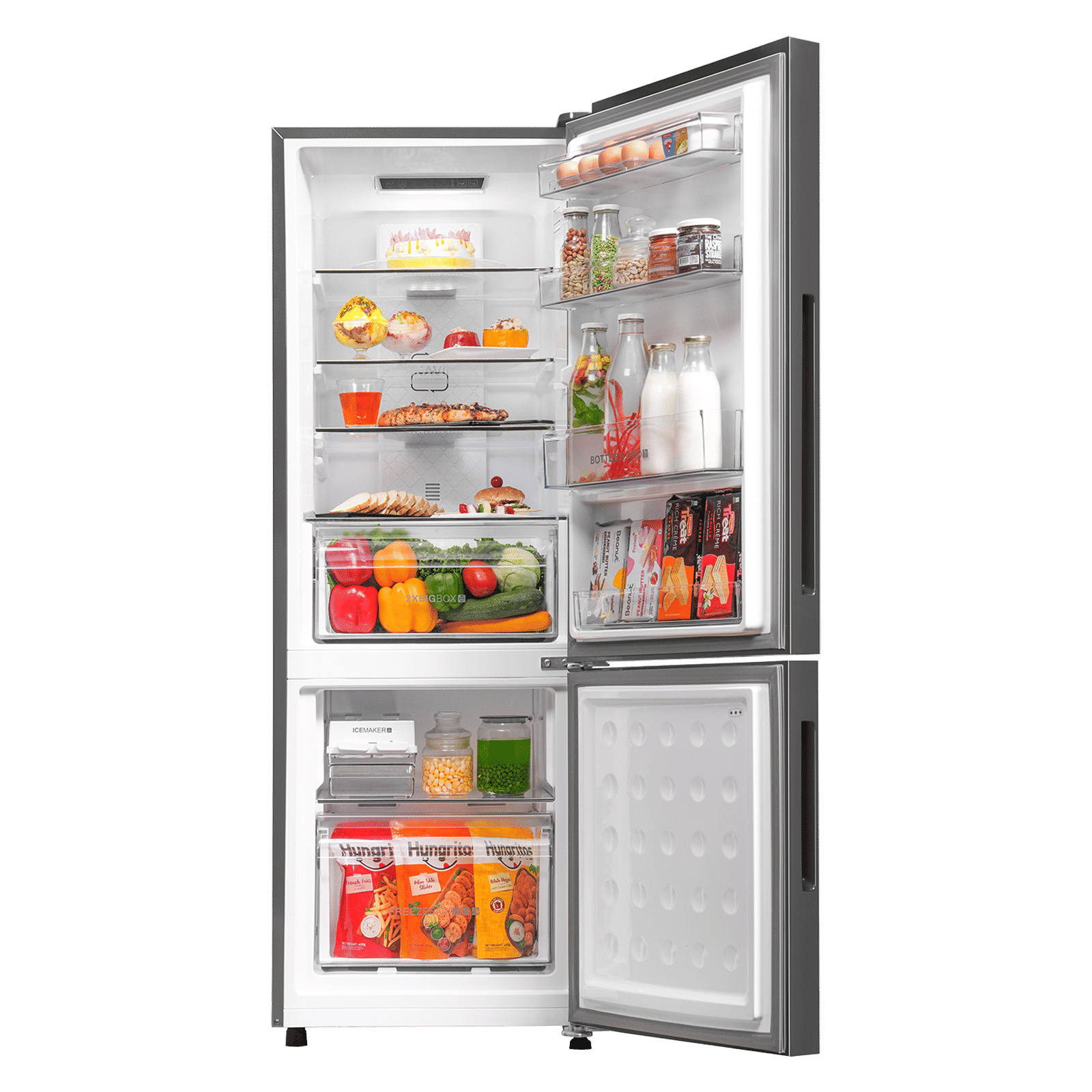 Haier 237 Litres 2 Star Frost Free Double Door Bottom Mount Convertible Refrigerator with Turbo Icing Technology (HRB-2872IBGB-P, GE Black)_4