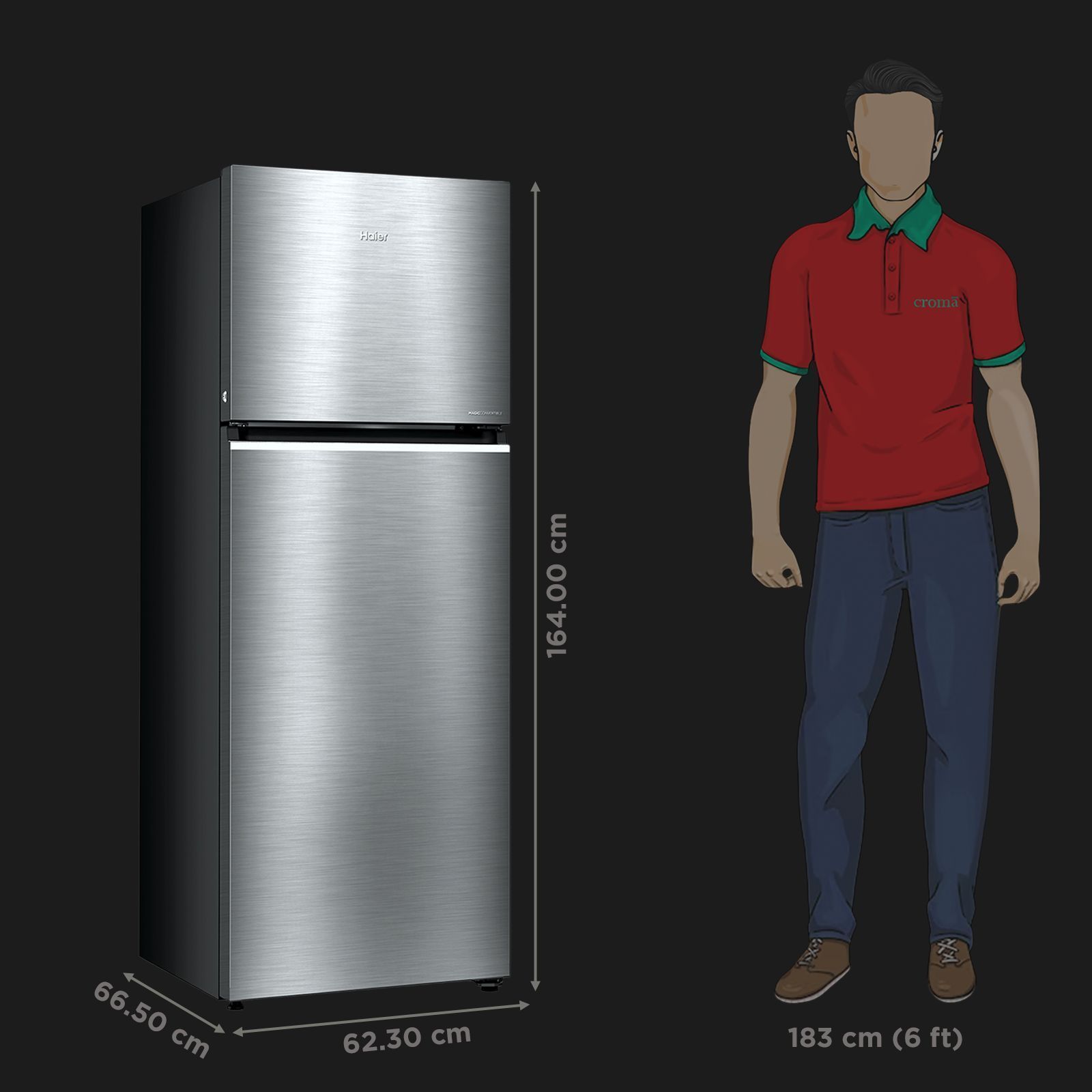 Haier 328 Litres 2 Star Frost Free Double Door Convertible Refrigerator with One Hour Icing Technology (HRF-3782BNS-P, Nickel Steel)_3