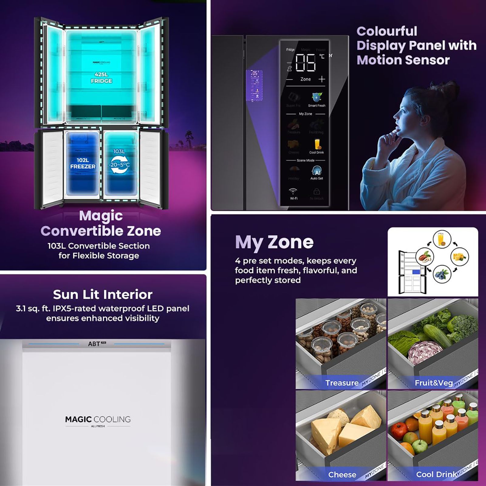 Haier 630 Litres Frost Free French Door Smart Wifi Enabled Refrigerator with Motion Sensor (HRB-700KGU1, Black Glass)_18