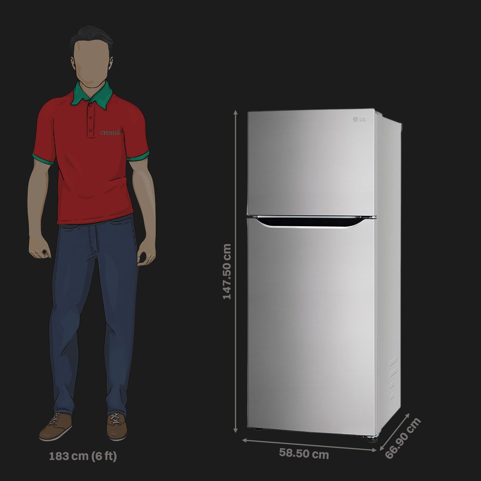 LG 240 Litres 2 Star Frost Free Double Door Convertible Refrigerator with MOIST ‘N’ FRESH Technology (GL-S292SPZY, Shiny Steel)_2