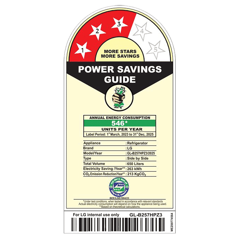 LG 650 Litres 3 Star Frost Free Side by Side Refrigerator with DoorCooling Plus Technology (GL- B257HPZ3, Shiny Steel)_11