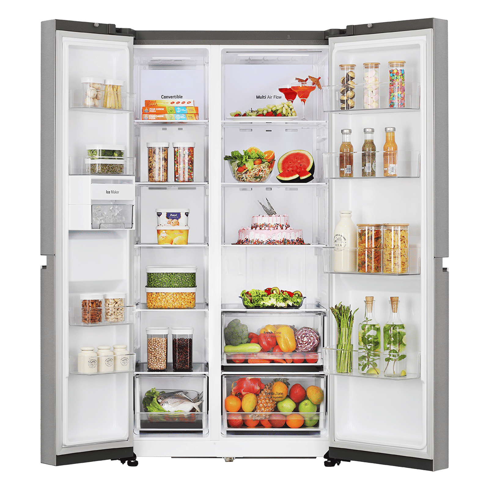 LG 650 Litres 3 Star Frost Free Side by Side Refrigerator with DoorCooling Plus Technology (GL- B257HPZ3, Shiny Steel)_5