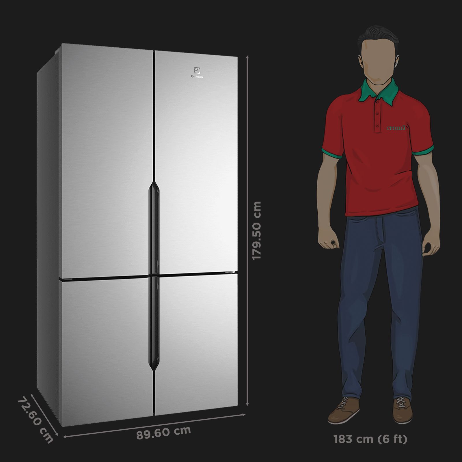 Electrolux 700 Series 564 Litres Frost Free French Door Refrigerator with Electronic Touch Control (EQE5600B-S, Silver)_2