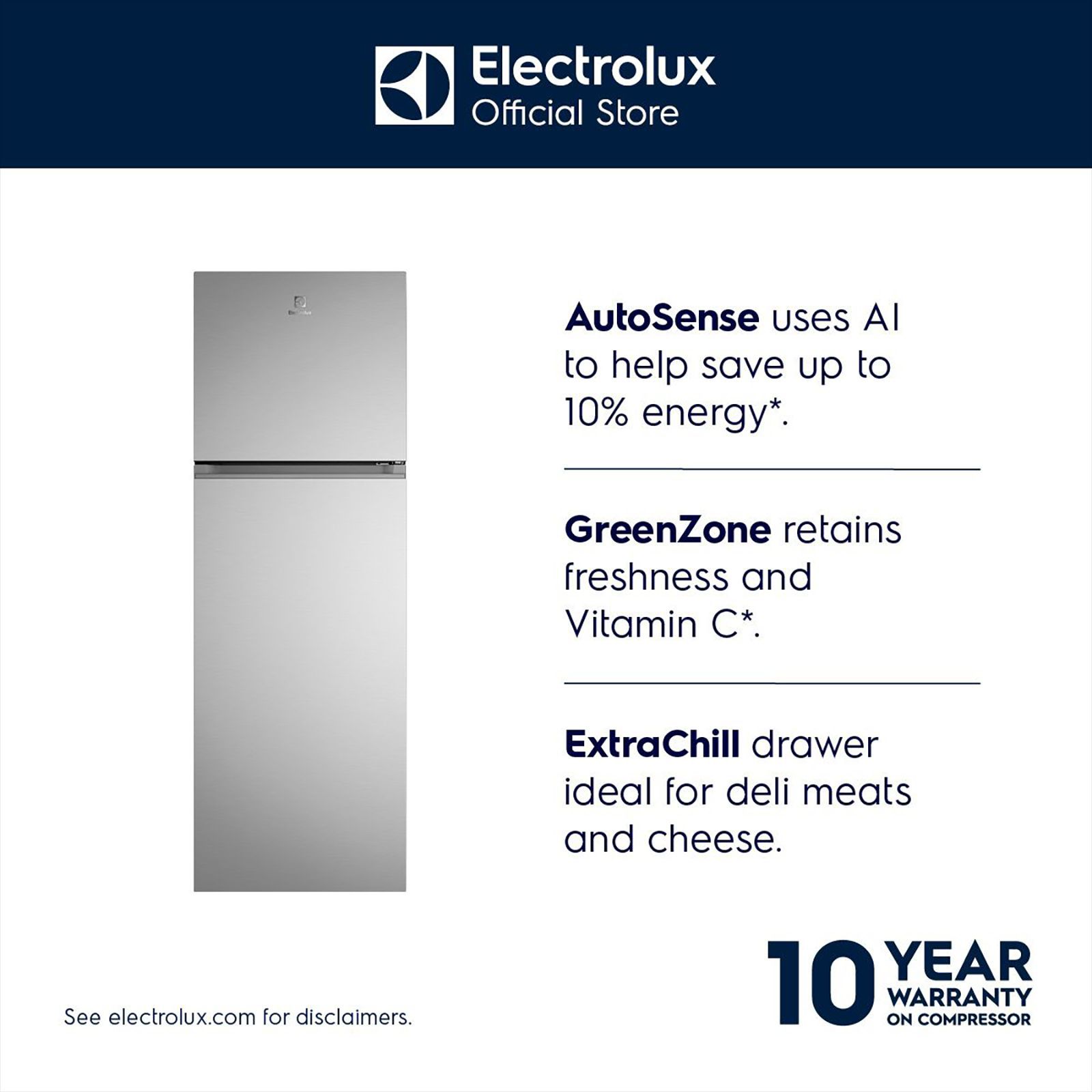 Electrolux 700 Series 341 Litres 1 Star Frost Free Double Door Refrigerator with AI AutoSense (ETM3400L-S, Silver)_11