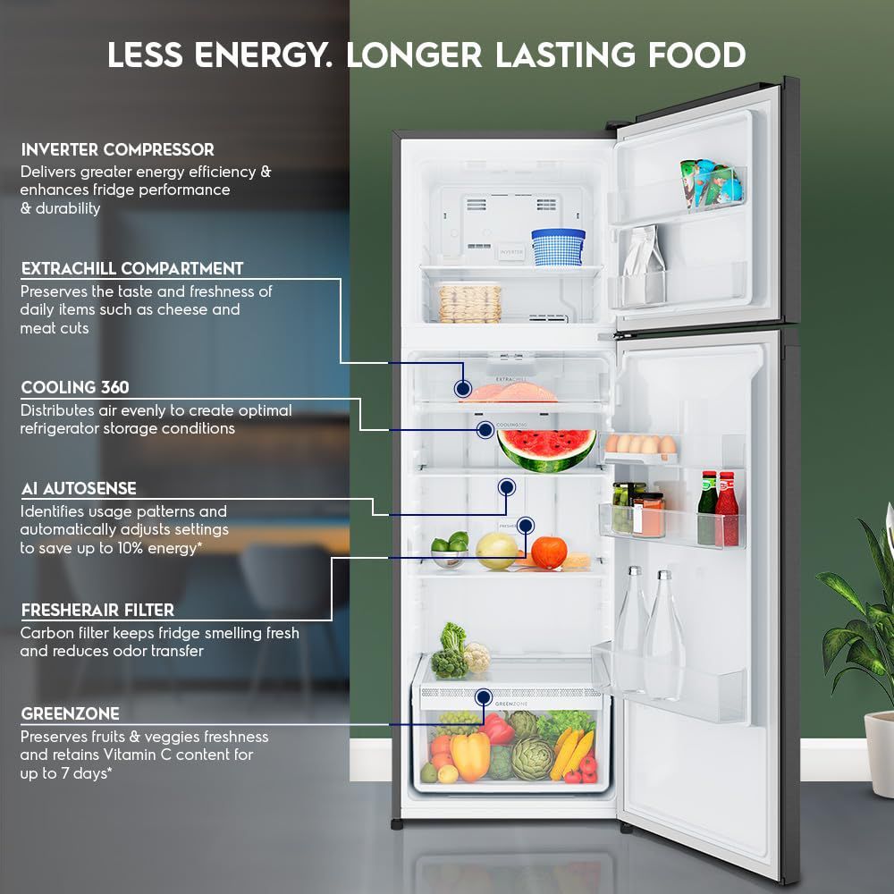 Electrolux 700 Series 341 Litres 1 Star Frost Free Double Door Refrigerator with AI AutoSense (ETM3400L-B, Matt Charcoal Black)_11