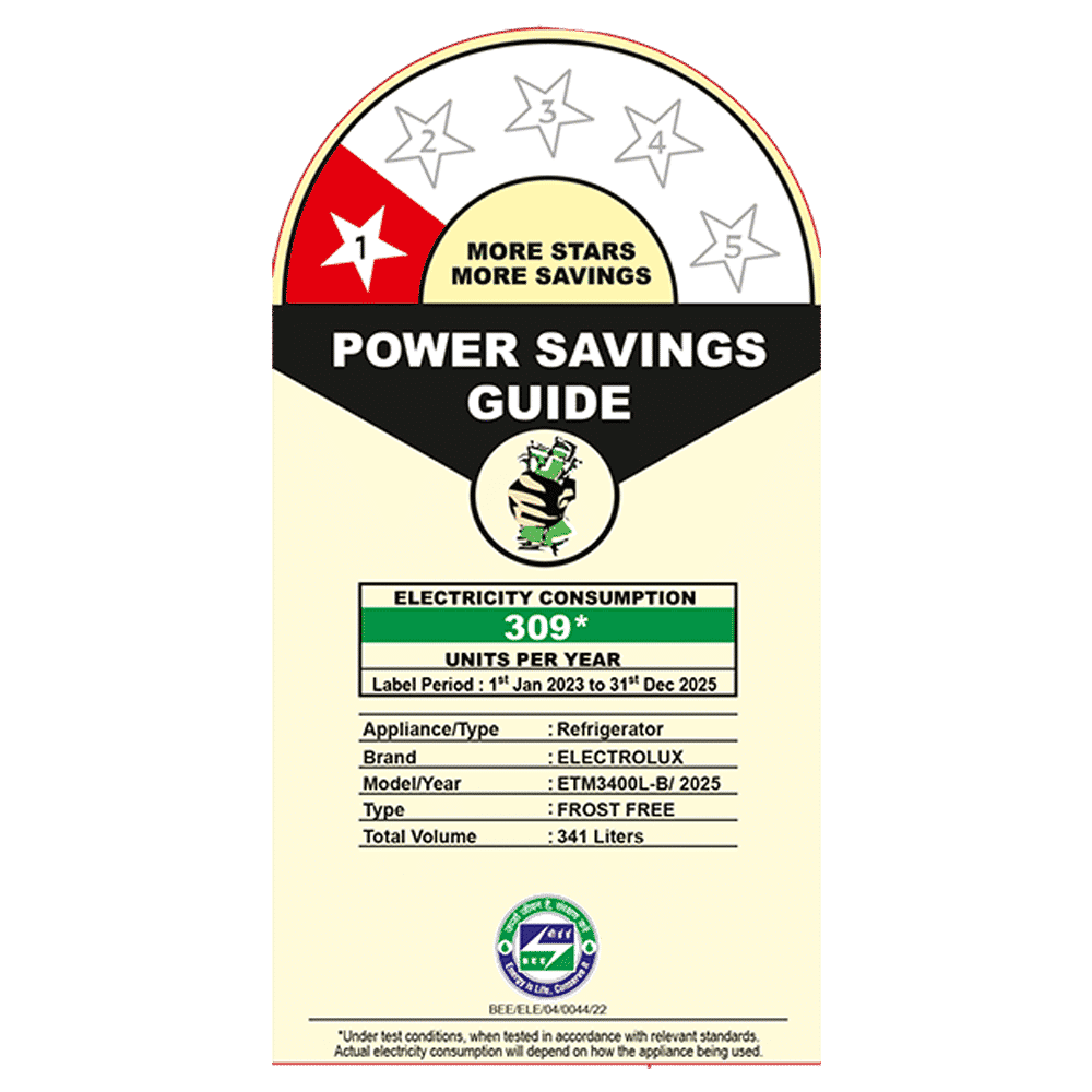 Electrolux 700 Series 341 Litres 1 Star Frost Free Double Door Refrigerator with AI AutoSense (ETM3400L-B, Matt Charcoal Black)_5