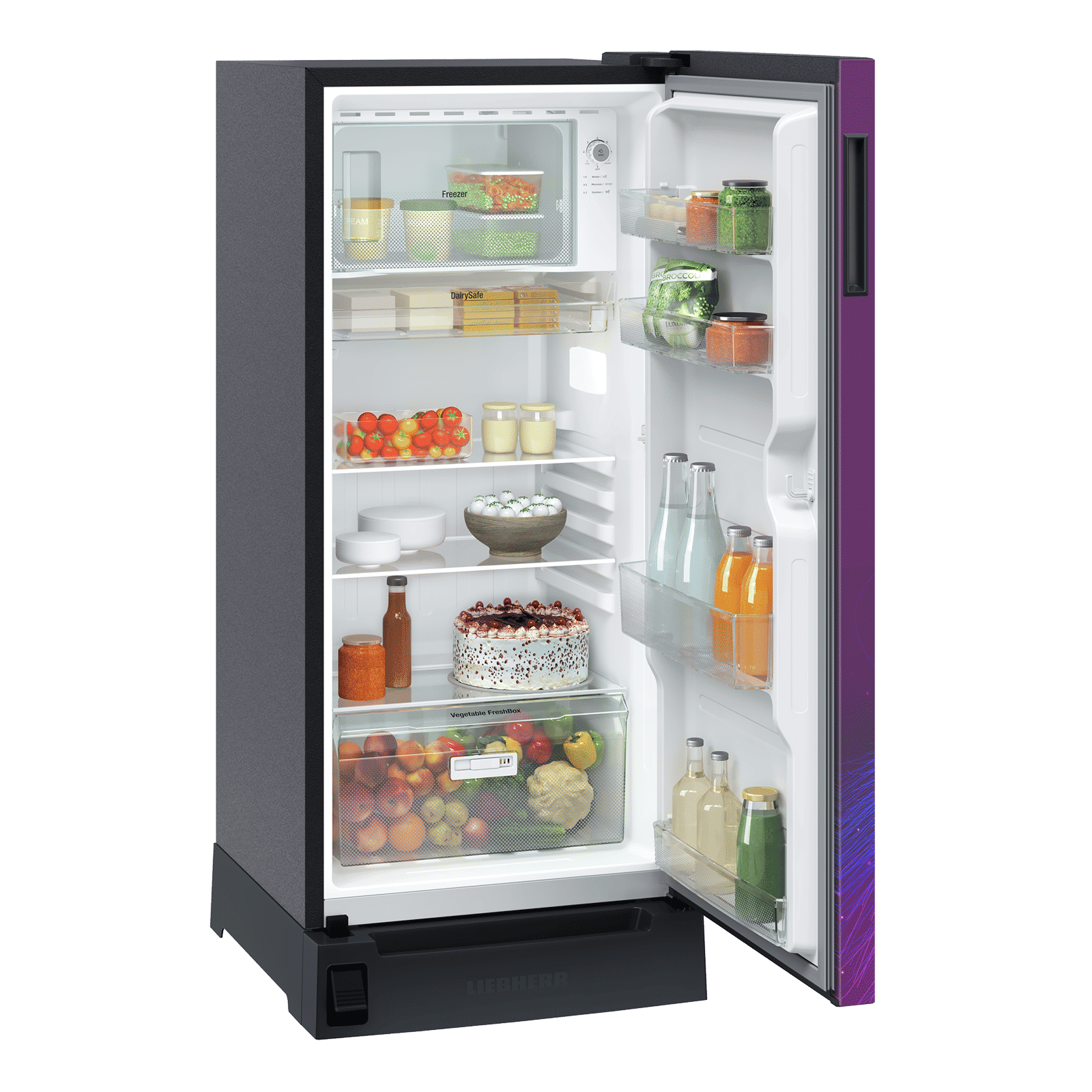 LIEBHERR Cluster 3 191 Litres 3 Star Direct Cool Single Door Refrigerator with Antibacterial Gasket (DFPpsC 1931, Purple Strings)_7