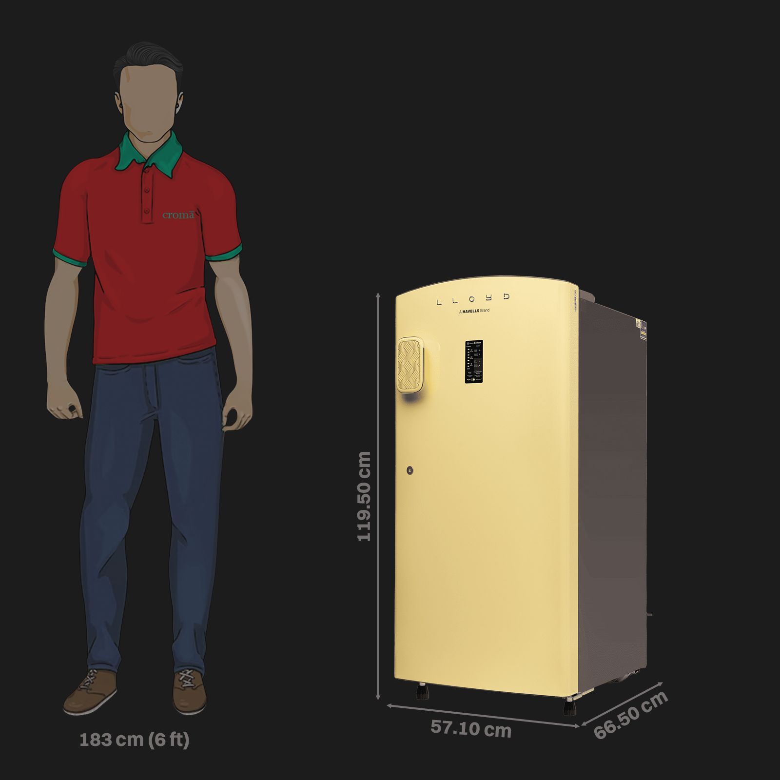 LLOYD 195 Litres 5 Star Direct Cool Single Door Refrigerator with Auto Defrost Technology (GLDF215SPYA4LC, Pastel Yellow)_2