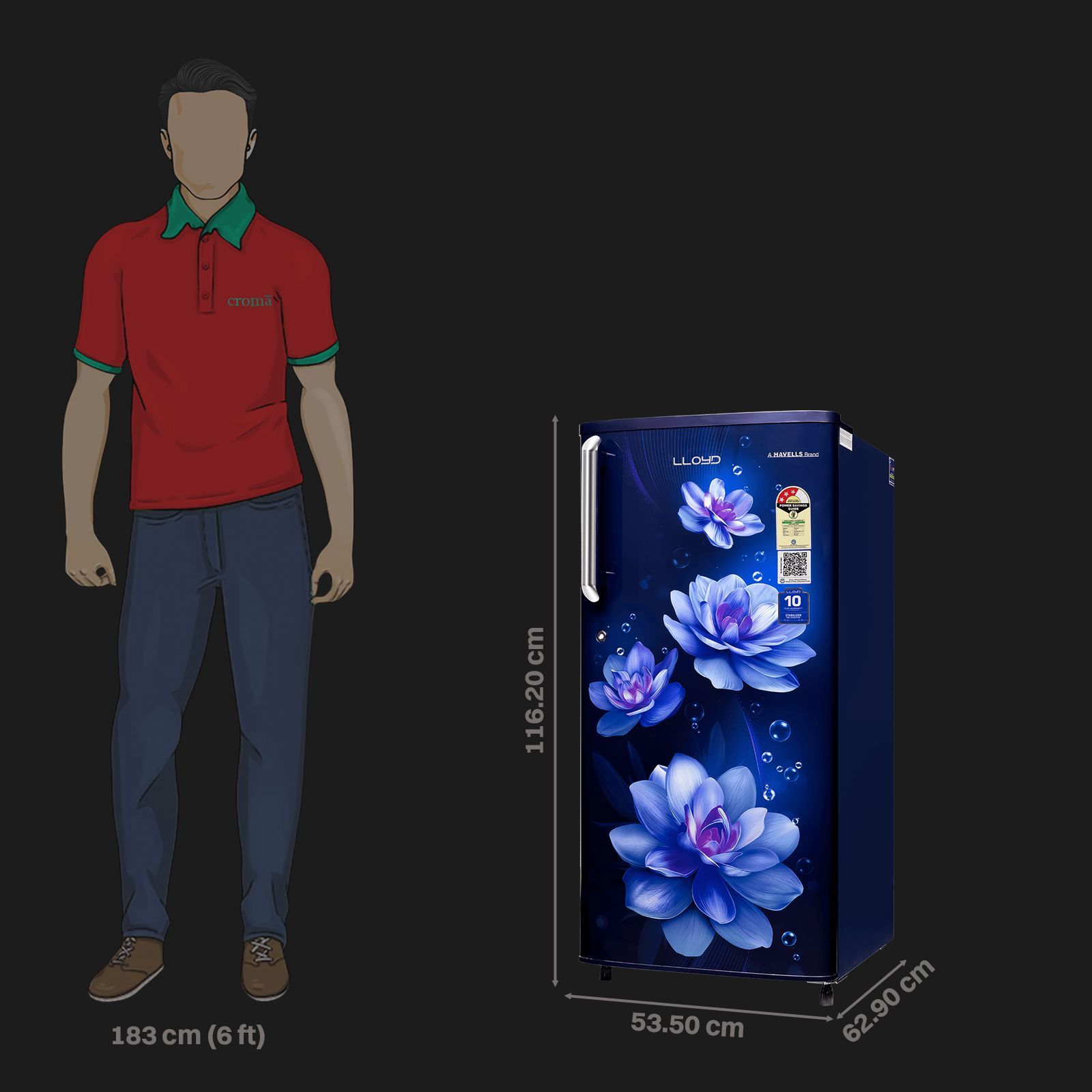 LLOYD 188 Litres 3 Star Direct Cool Single Door Refrigerator with Honeycomb Crisper Technology (GLDC203GSBT2WC, Silk Blue)_2