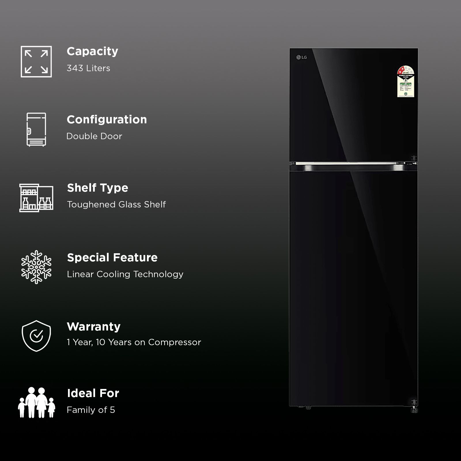 LG 343 Litres 2 Star Frost Free Double Door Convertible Refrigerator with Smart Diagnosis (GL-S382SBMY, Black Mirror) LG 343 Litres 2 Star Frost Free Double Door Convertible Refrigerator with Smart Diagnosis (GL-S382SBMY, Black Mirror)_2