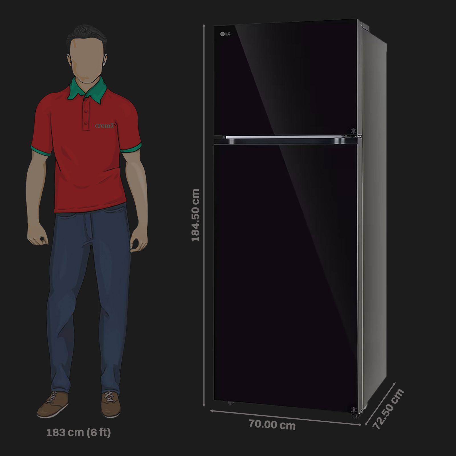 LG 466 Litres 2 Star Frost Free Double Door Convertible Refrigerator with Smart Diagnosis (GL-T492EBMY, Black Mirror)_2