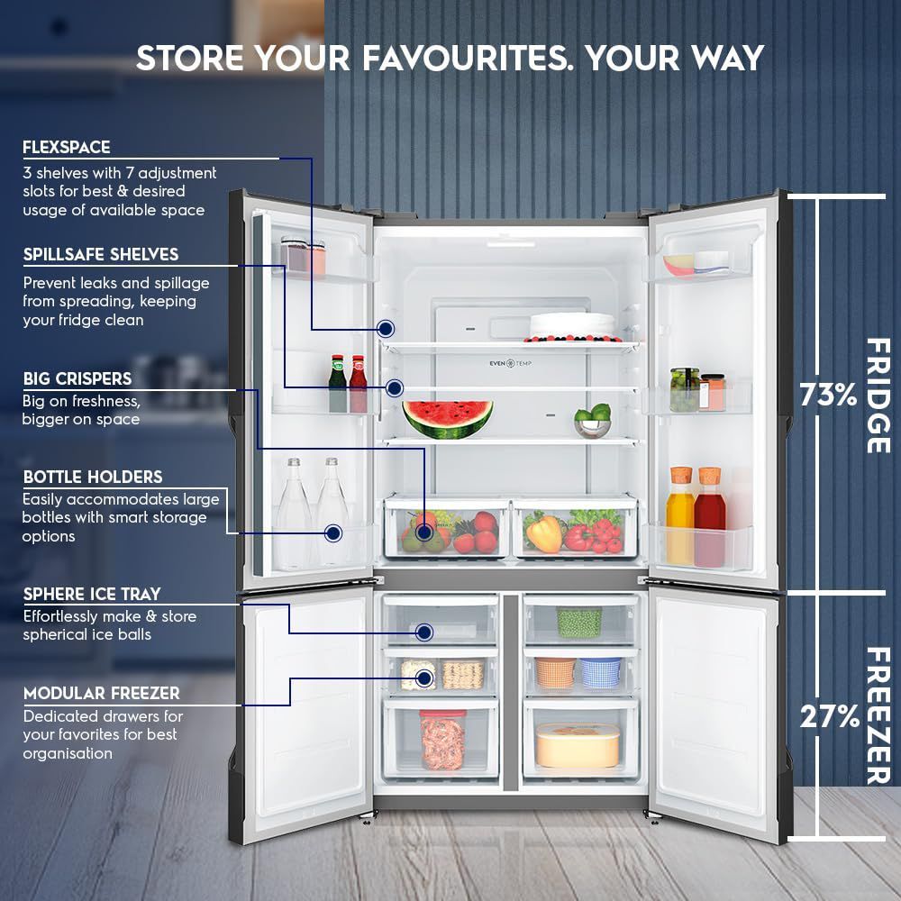 Electrolux 700 Series 564 Litres Frost Free French Door Refrigerator with Electronic Touch Control (EQE5600B-B, Matte Black)_12