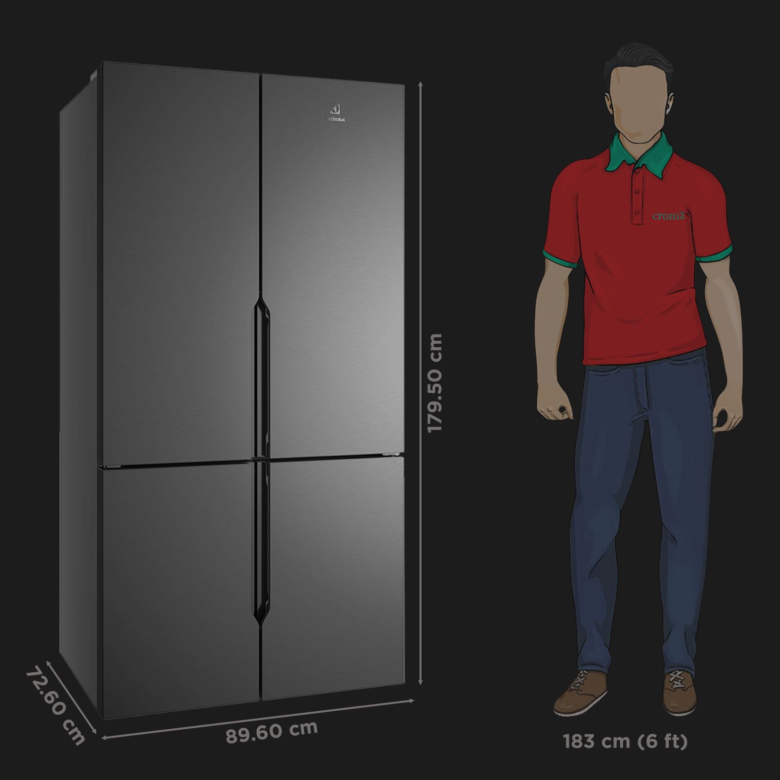 Electrolux 700 Series 564 Litres Frost Free French Door Refrigerator with Electronic Touch Control (EQE5600B-B, Matte Black)_3