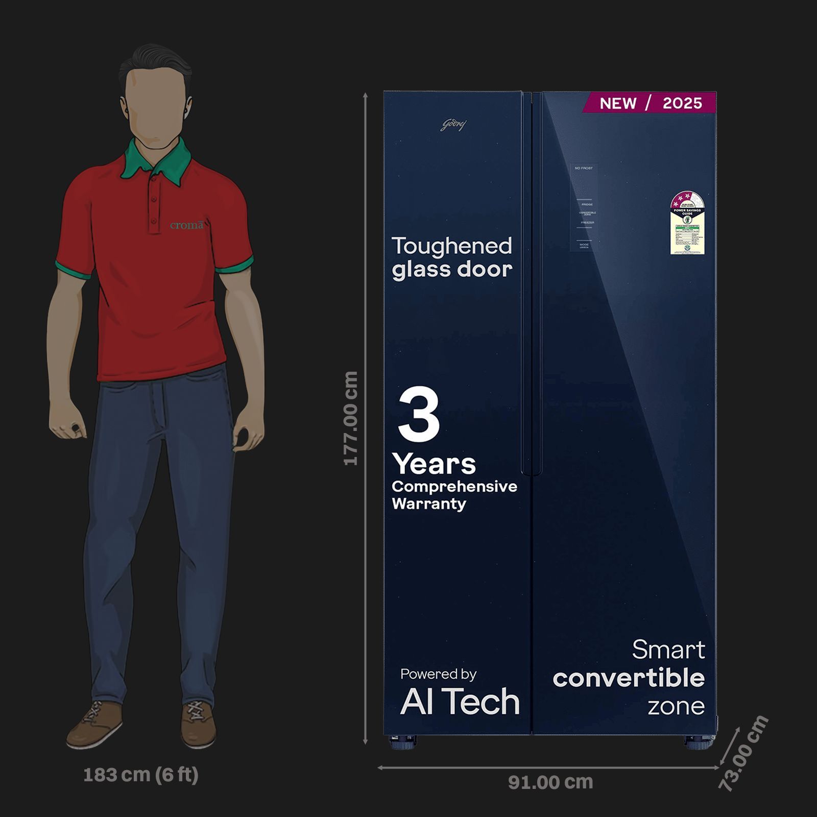 Godrej 600 Litres 3 Star Frost Free Side by Side Refrigerator with Powered By AI (RS EONVELVET 646C RIT, Opera Blue)_2