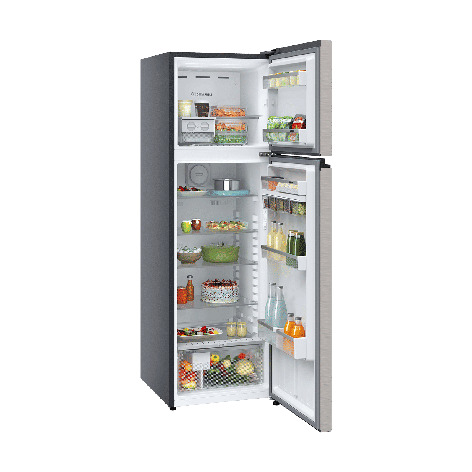 Liebherr Cluster 3 316 Litres 2 Star Frost Free Double Door Convertible Refrigerator with Duo Cooling Technology (TVHgsB 3131, Grey Steel)_4