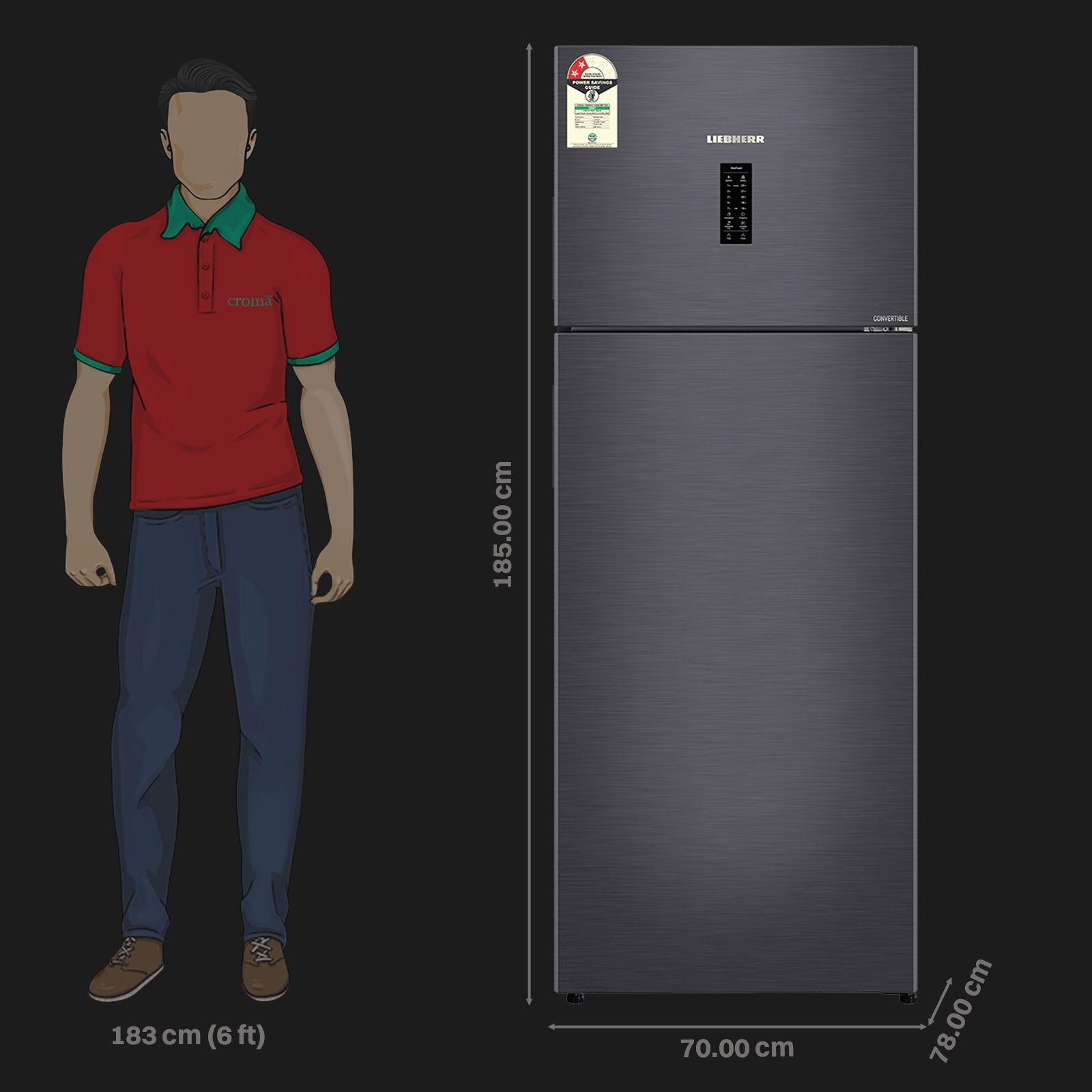 LIEBHERR Cluster 3 428 Litres 2 Star Frost Free Double Door Convertible Refrigerator with Duo Cooling (TVPcsB 4235, Cobalt Steel)_2