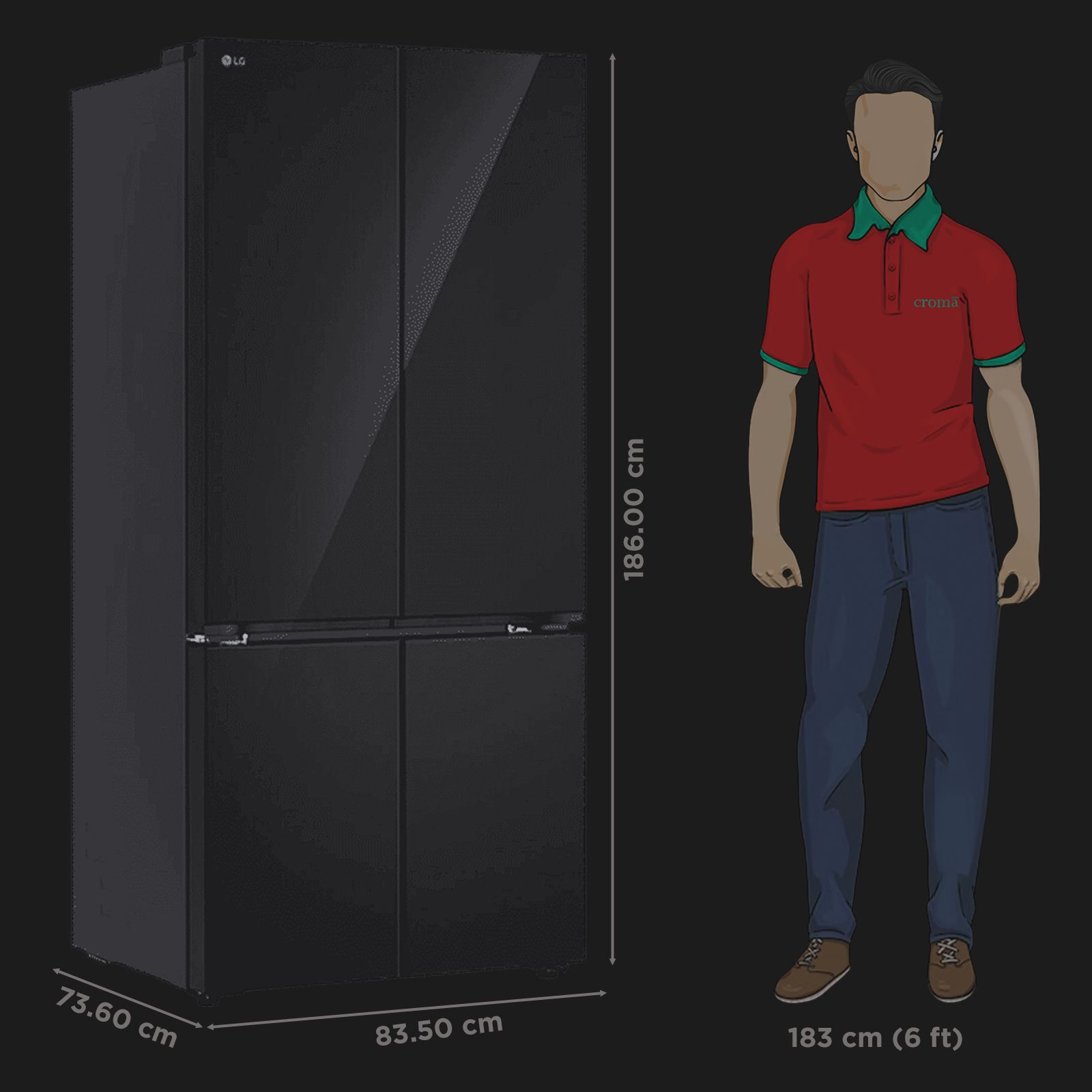 LG 610 Litres 3 Star Frost Free French Door Smart Wifi Enabled Refrigerator with Hygiene Fresh Plus (GV-B25FFGMB, Black Glass)_2