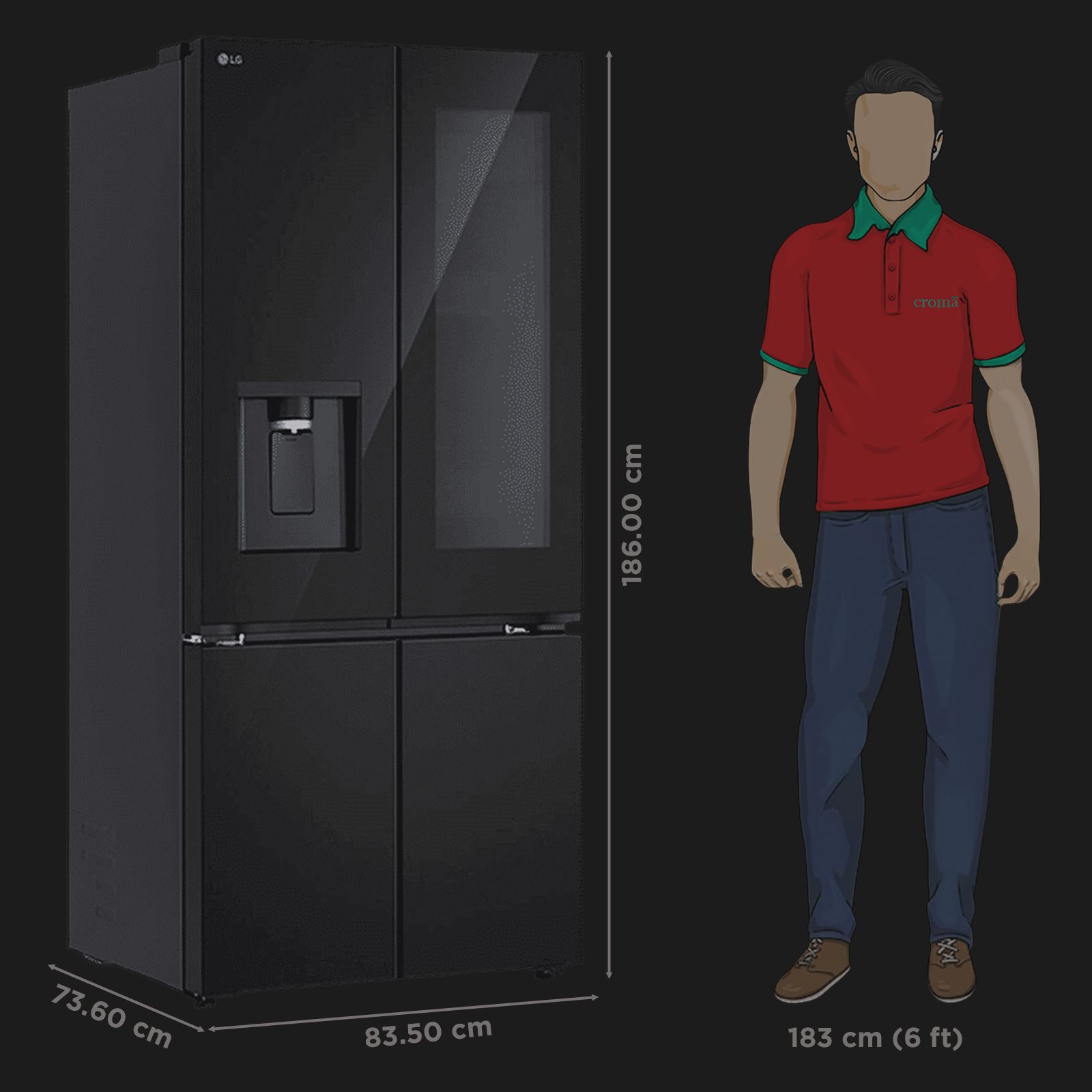 LG 610 Litres 2 Star Frost Free French Door Smart Wifi Enabled Refrigerator with InstaView (GV-K25FFGFB, Black Glass)_2