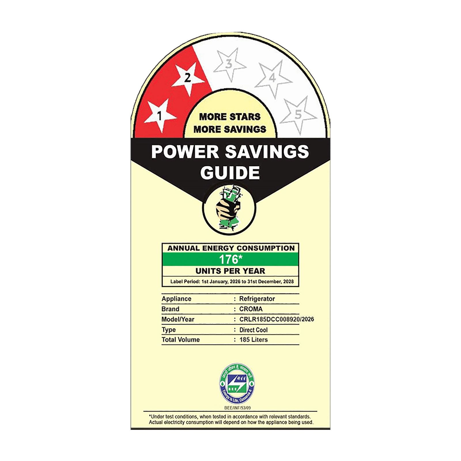 Croma 185 Litres 2 Star Direct Cool Single Door Refrigerator with Anti Fungal Gasket (Red Erika)_2