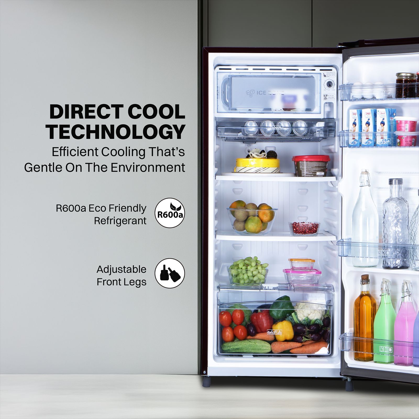 Croma 185 Litres 2 Star Direct Cool Single Door Refrigerator with Anti Fungal Gasket (Red Erika)_5