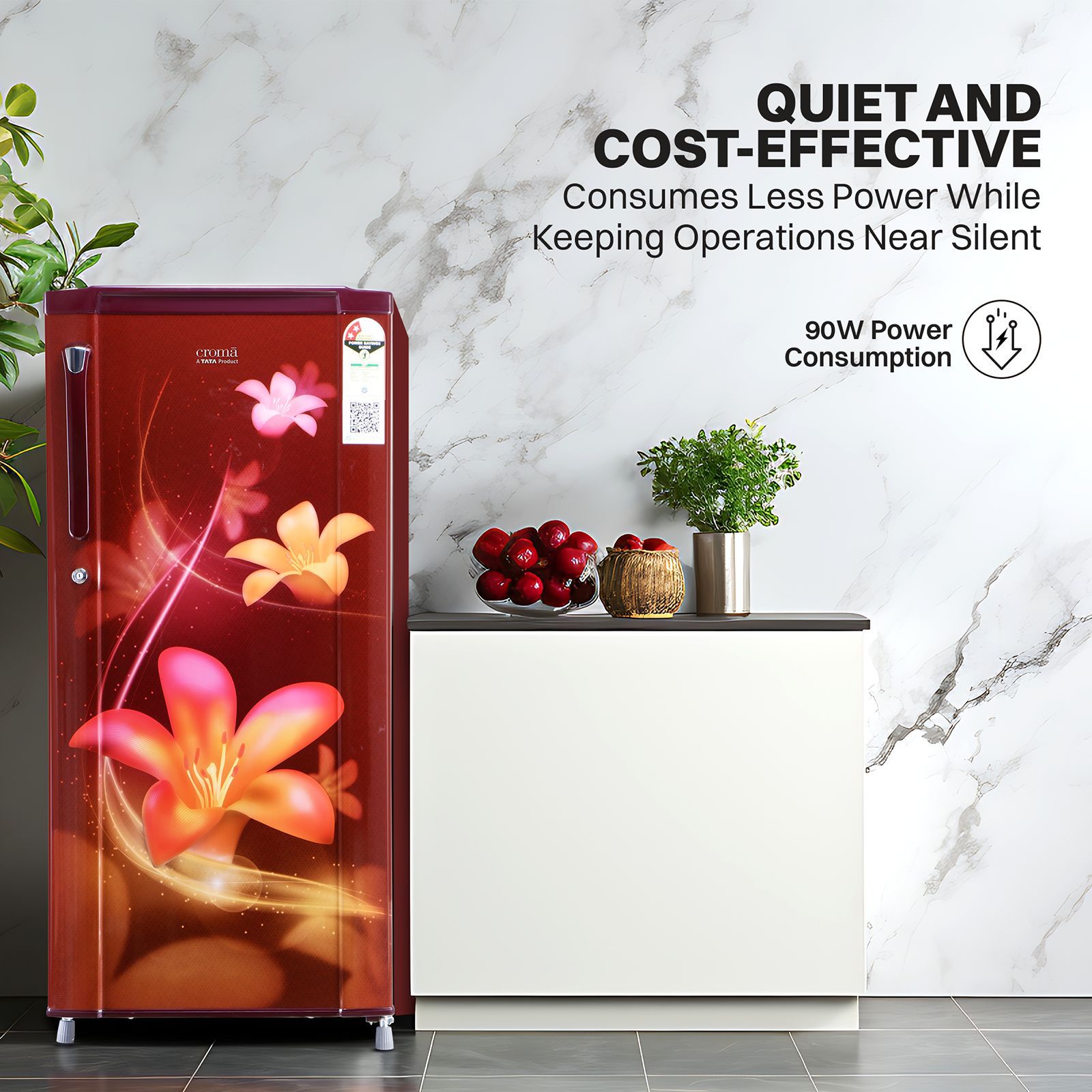 Croma 185 Litres 2 Star Direct Cool Single Door Refrigerator with Anti Fungal Gasket (Red Erika)_8