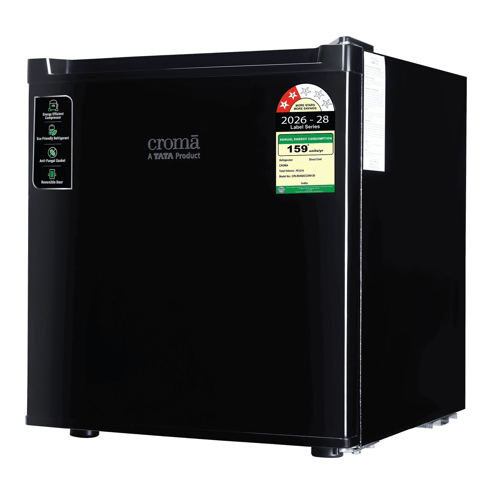Croma 45 Litres 2 Star Direct Cool Single Door Refrigerator with Anti Fungal Gasket (Black) Croma 45 Litres 2 Star Direct Cool Single Door Refrigerator with Anti Fungal Gasket (Black)_10