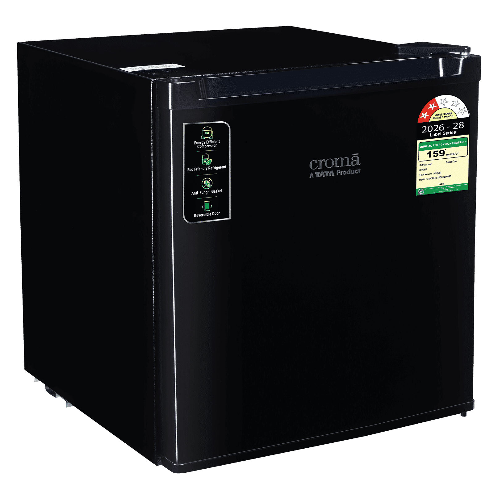 Croma 45 Litres 2 Star Direct Cool Single Door Refrigerator with Anti Fungal Gasket (Black) Croma 45 Litres 2 Star Direct Cool Single Door Refrigerator with Anti Fungal Gasket (Black)_11