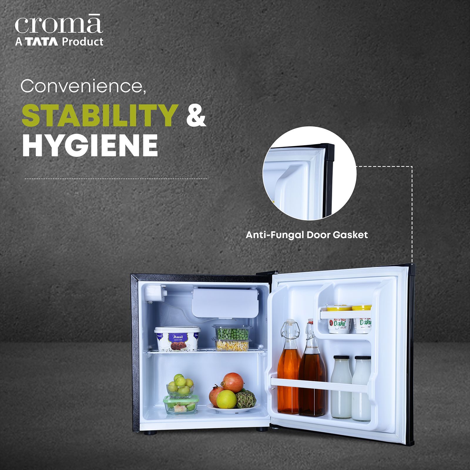 Croma 45 Litres 2 Star Direct Cool Single Door Refrigerator with Anti Fungal Gasket (Black) Croma 45 Litres 2 Star Direct Cool Single Door Refrigerator with Anti Fungal Gasket (Black)_8