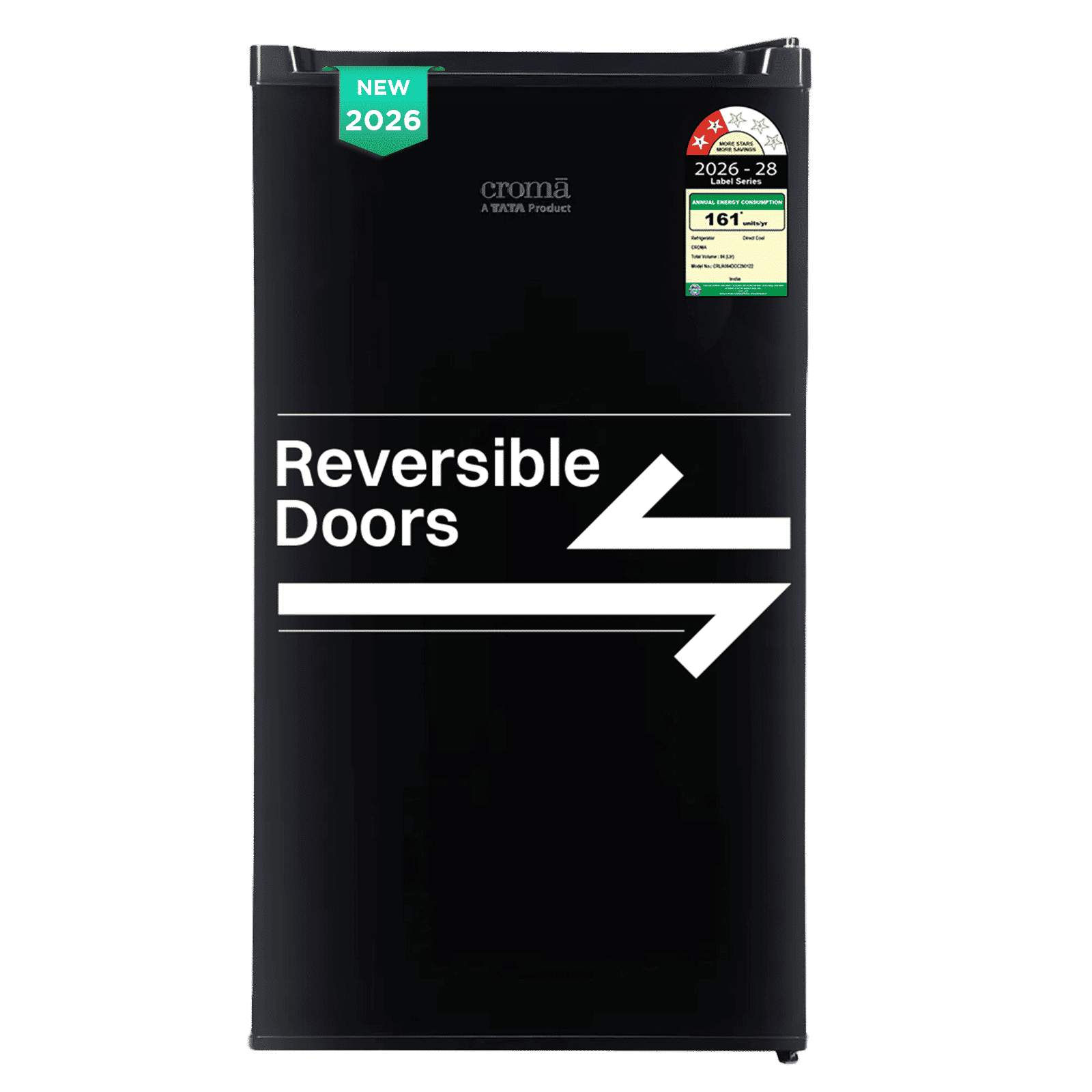 Croma 84 Litres 2 Star Direct Cool Single Door Refrigerator with Anti Fungal Gasket (Black)_1