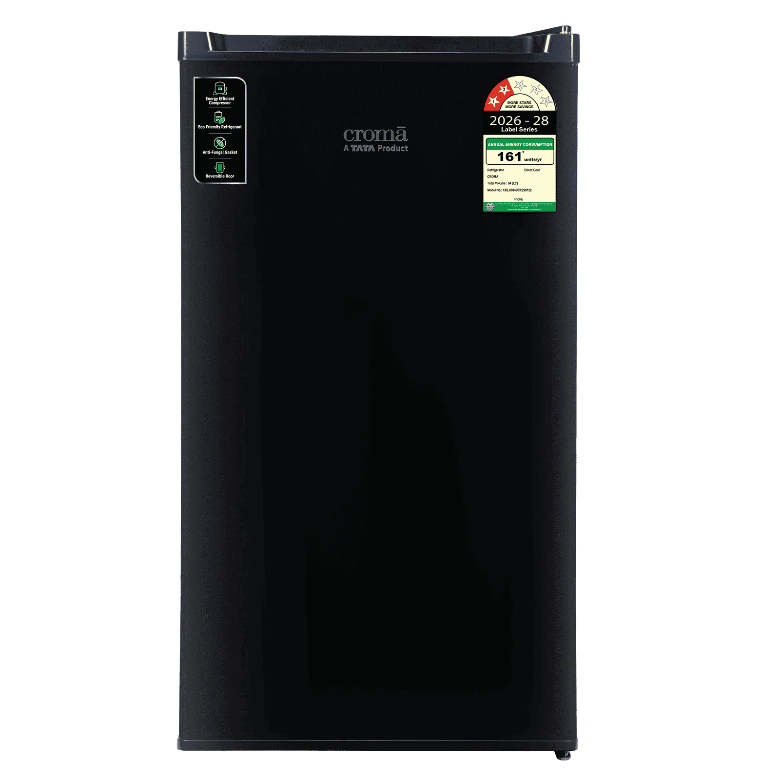 Croma 84 Litres 2 Star Direct Cool Single Door Refrigerator with Anti Fungal Gasket (Black) Croma 84 Litres 2 Star Direct Cool Single Door Refrigerator with Anti Fungal Gasket (Black)_1