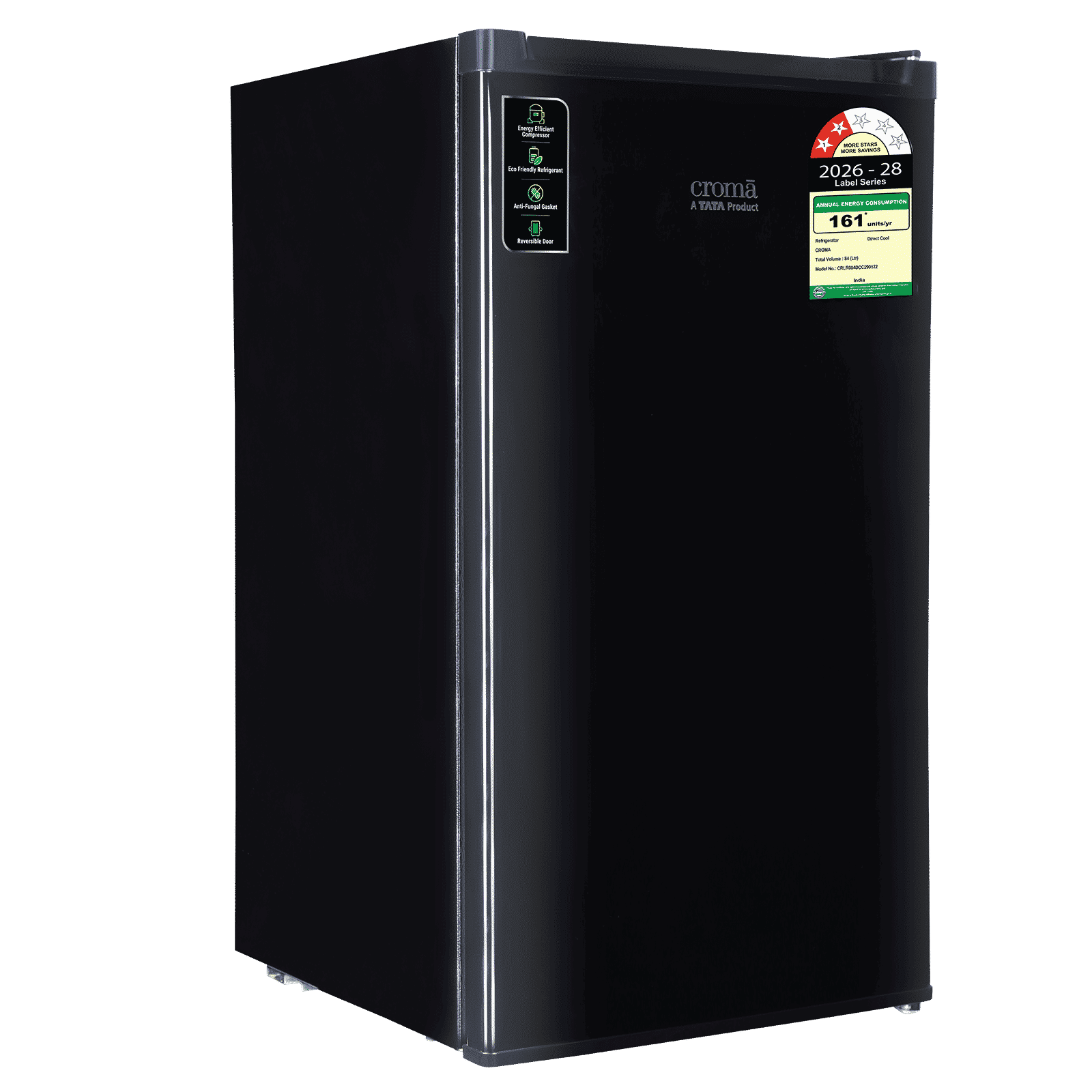 Croma 84 Litres 2 Star Direct Cool Single Door Refrigerator with Anti Fungal Gasket (Black)_10