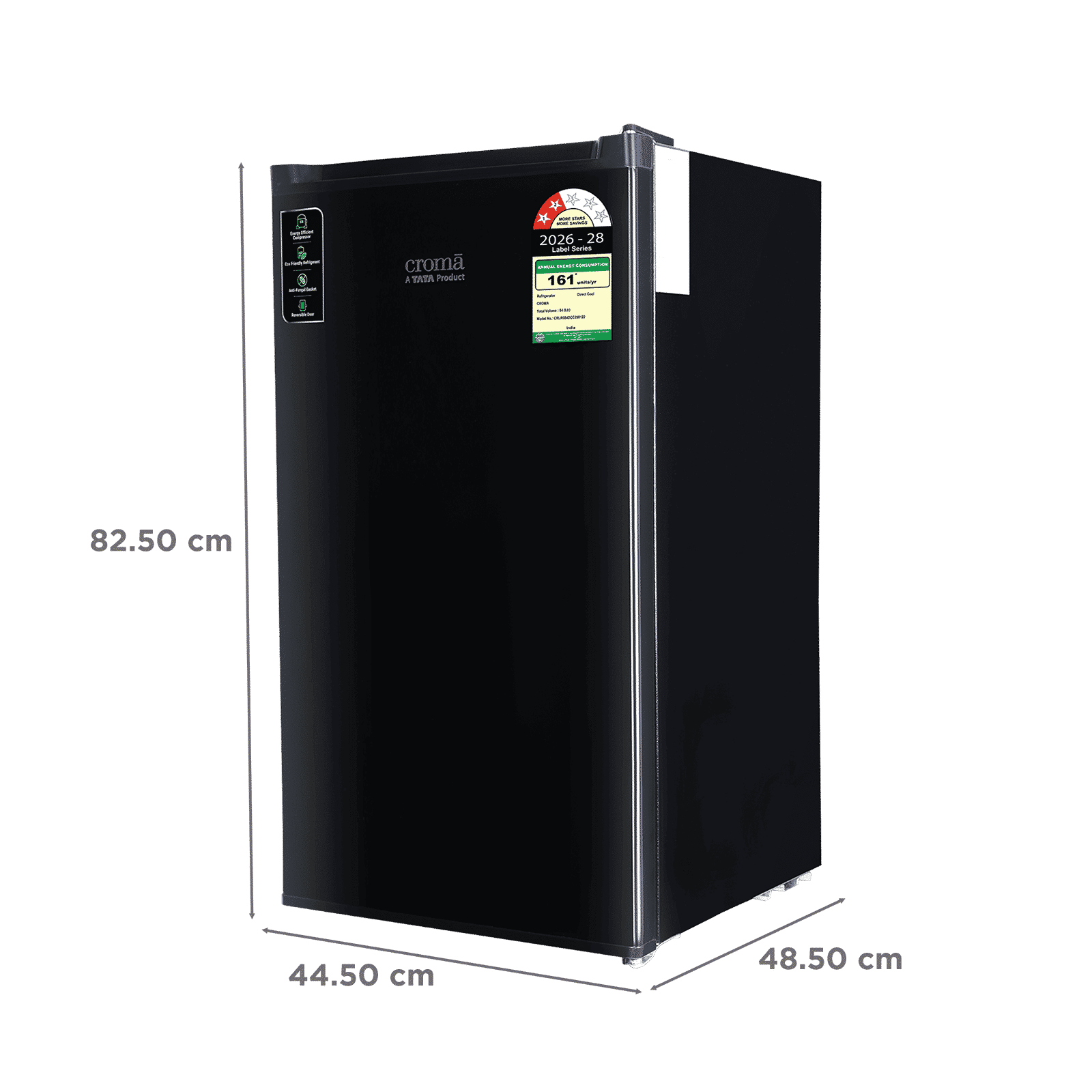 Croma 84 Litres 2 Star Direct Cool Single Door Refrigerator with Anti Fungal Gasket (Black)_2