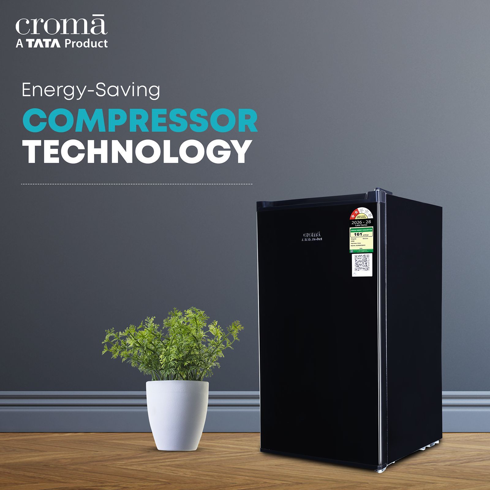 Croma 84 Litres 2 Star Direct Cool Single Door Refrigerator with Anti Fungal Gasket (Black)_5