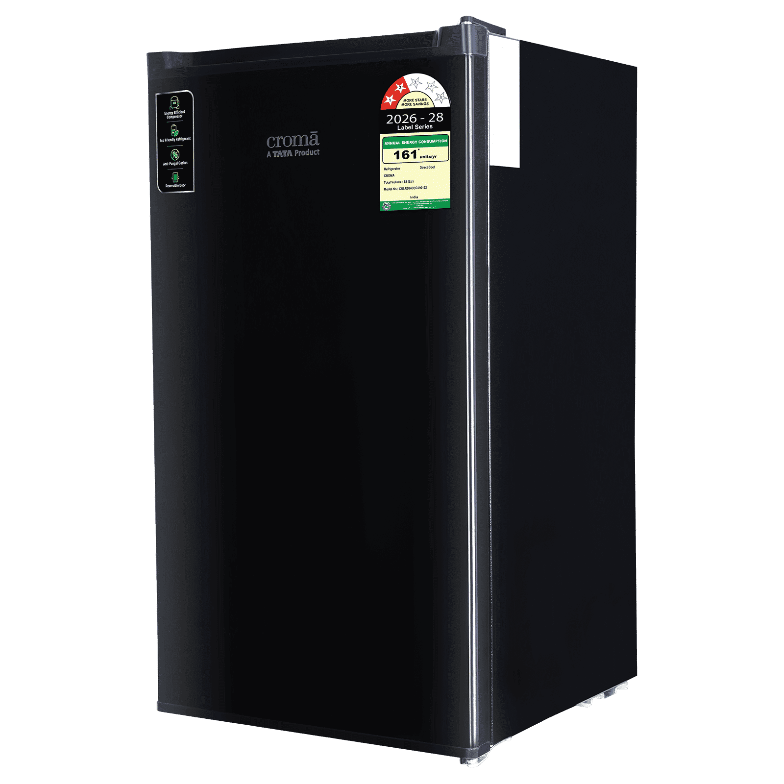 Croma 84 Litres 2 Star Direct Cool Single Door Refrigerator with Anti Fungal Gasket (Black) Croma 84 Litres 2 Star Direct Cool Single Door Refrigerator with Anti Fungal Gasket (Black)_4