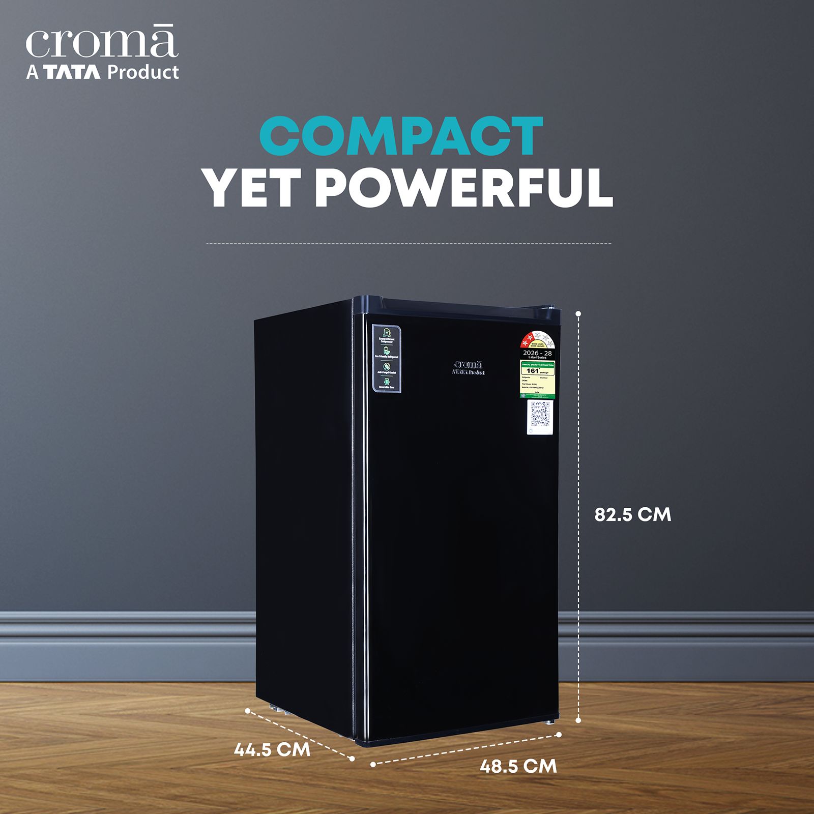 Croma 84 Litres 2 Star Direct Cool Single Door Refrigerator with Anti Fungal Gasket (Black)_6