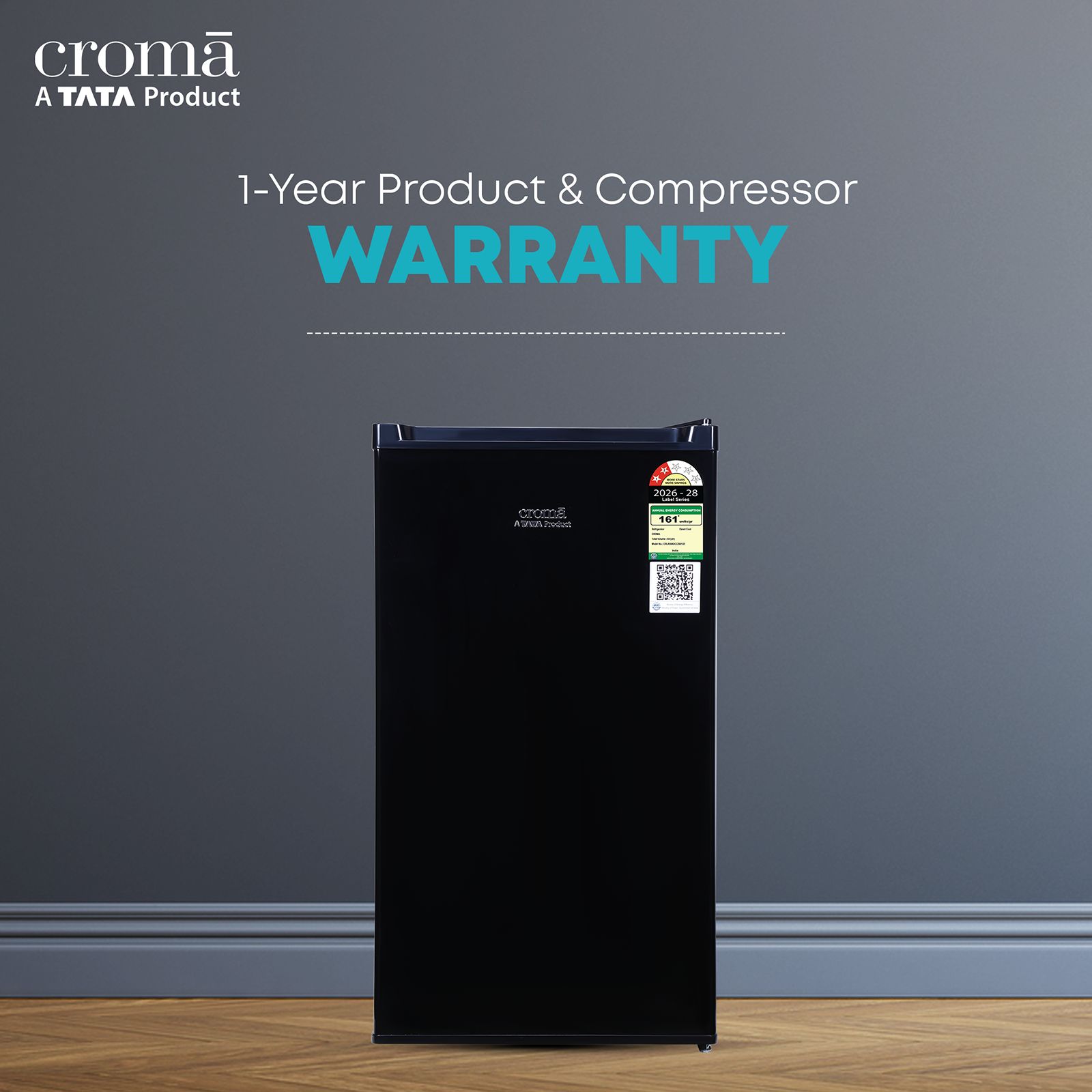 Croma 84 Litres 2 Star Direct Cool Single Door Refrigerator with Anti Fungal Gasket (Black)_9