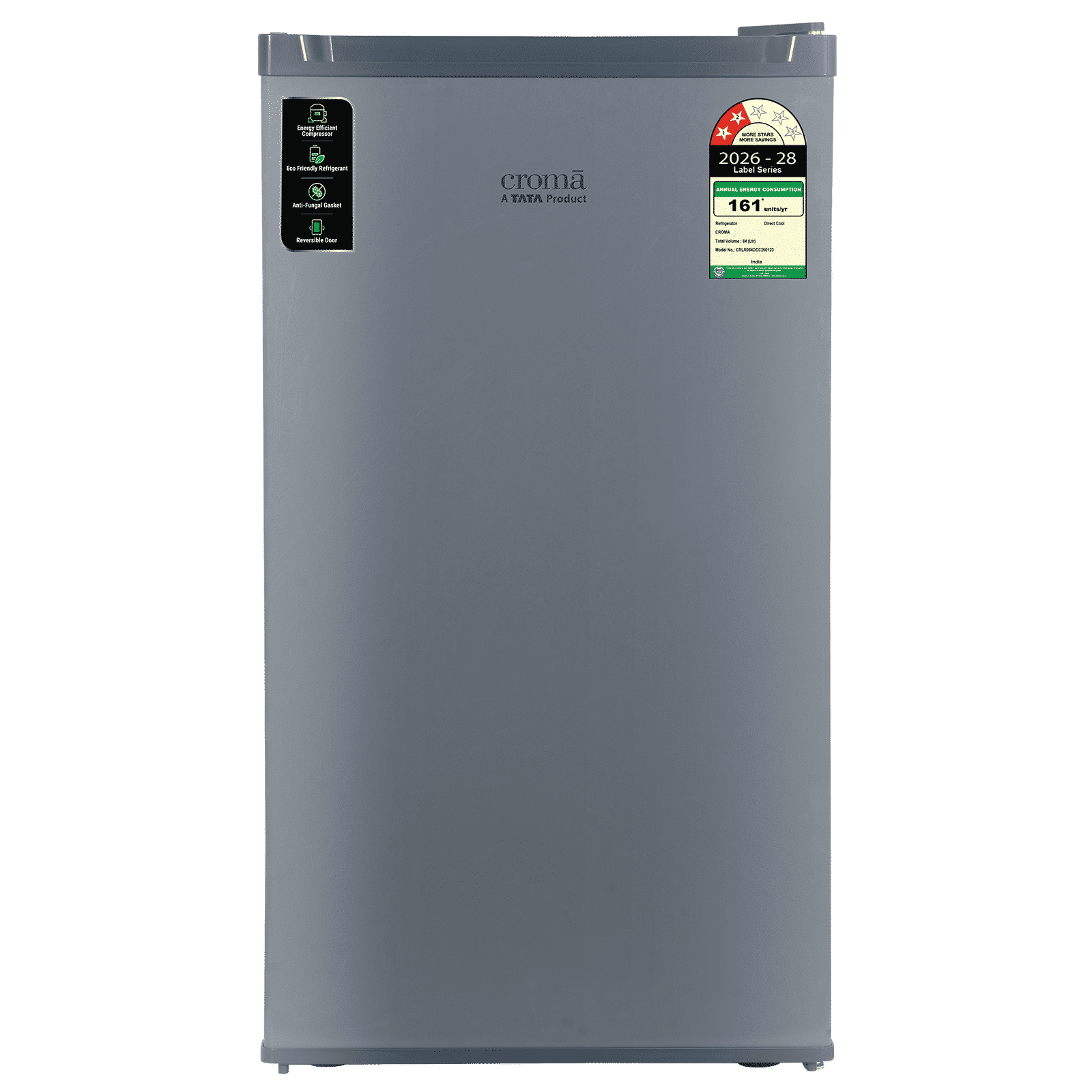 Croma 84 Litres 2 Star Direct Cool Single Door Refrigerator with Anti Fungal Gasket (Gray)_1