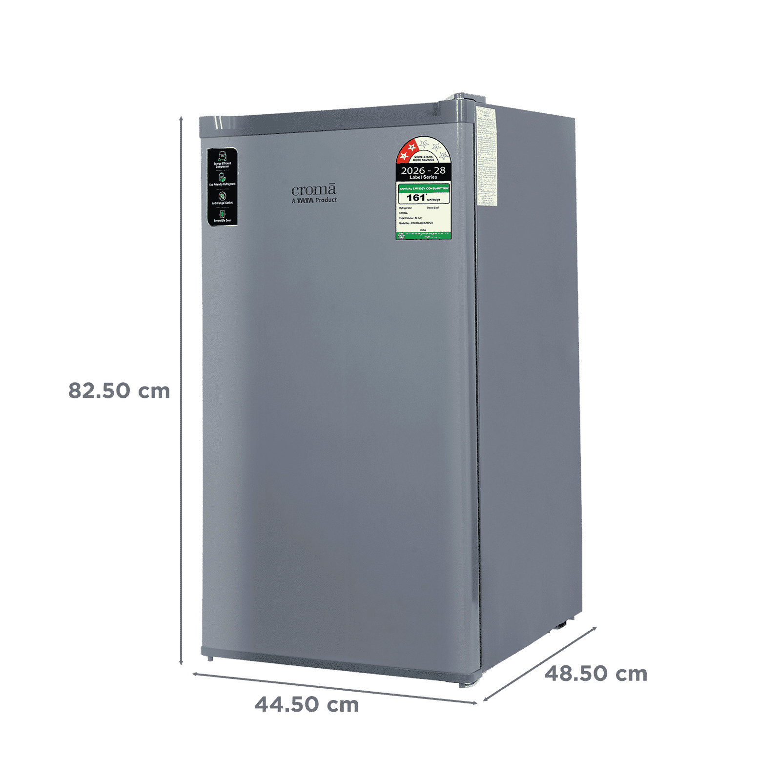 Croma 84 Litres 2 Star Direct Cool Single Door Refrigerator with Anti Fungal Gasket (Gray) Croma 84 Litres 2 Star Direct Cool Single Door Refrigerator with Anti Fungal Gasket (Gray)_2