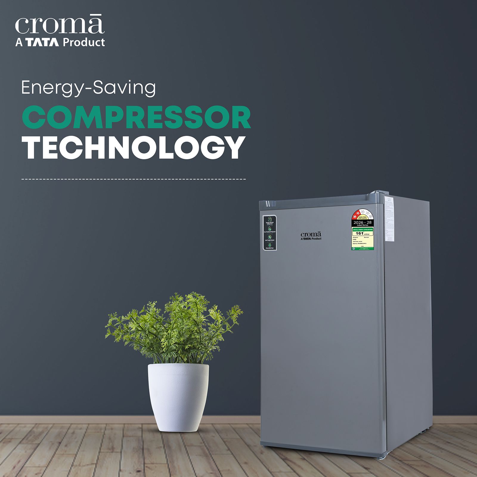 Croma 84 Litres 2 Star Direct Cool Single Door Refrigerator with Anti Fungal Gasket (Gray) Croma 84 Litres 2 Star Direct Cool Single Door Refrigerator with Anti Fungal Gasket (Gray)_5